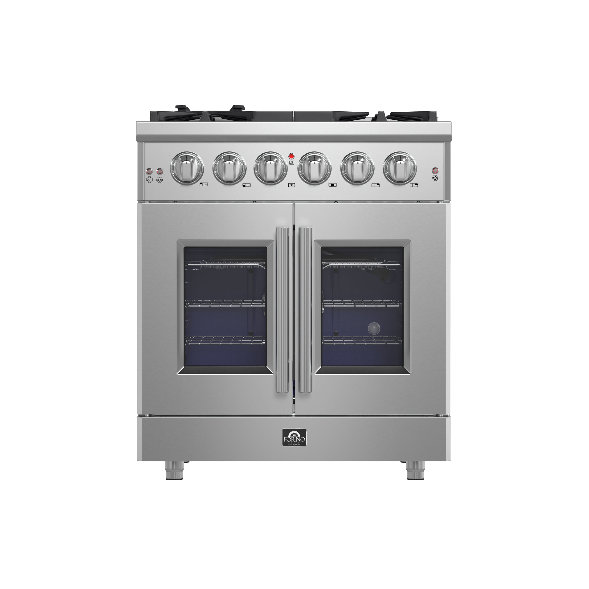 Massimo 30-Inch Freestanding French Door Gas Range, 4 Burners, Convection Oven, Energy Efficient FFSGS643930
