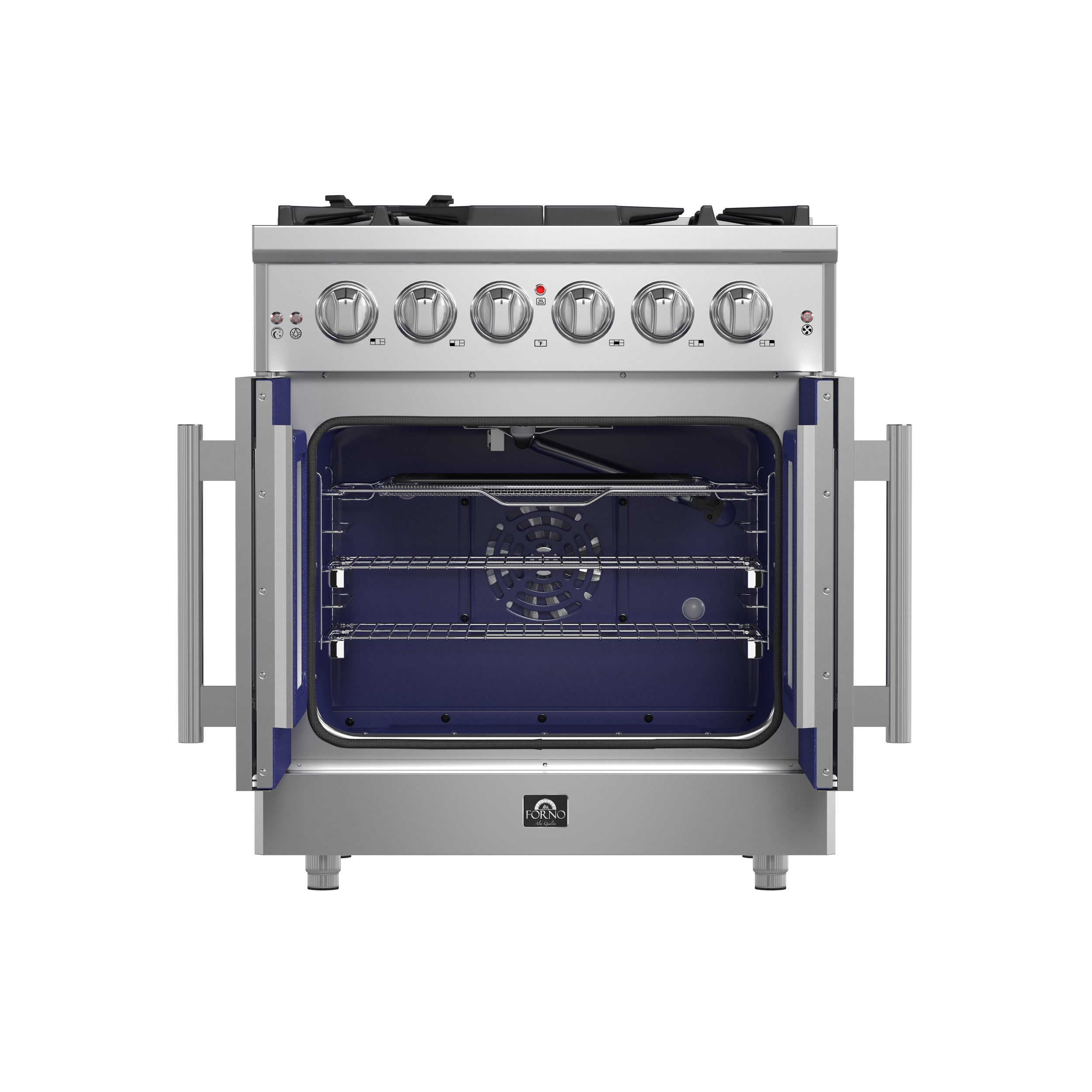 Massimo 30-Inch Freestanding French Door Gas Range, 4 Burners, Convection Oven, Energy Efficient FFSGS643930