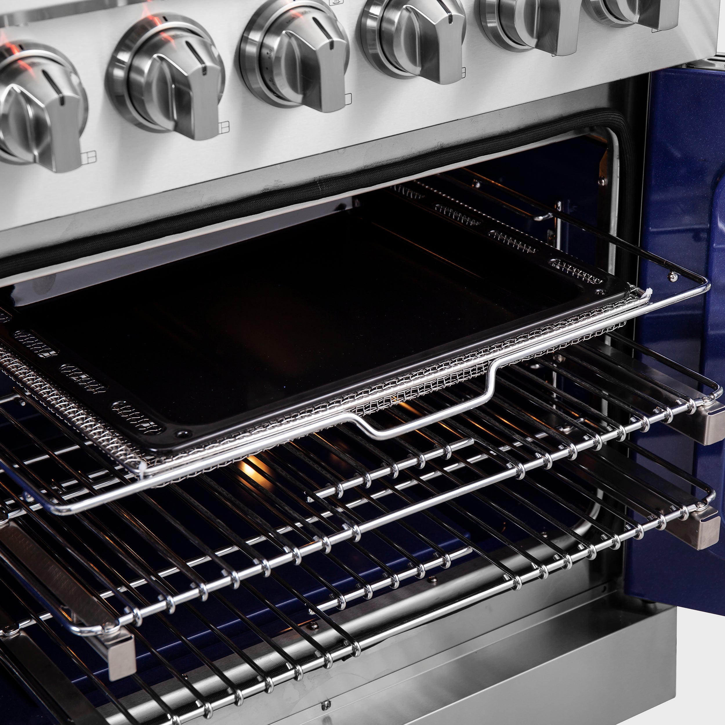 Massimo 30-Inch Freestanding French Door Gas Range, 4 Burners, Convection Oven, Energy Efficient FFSGS643930