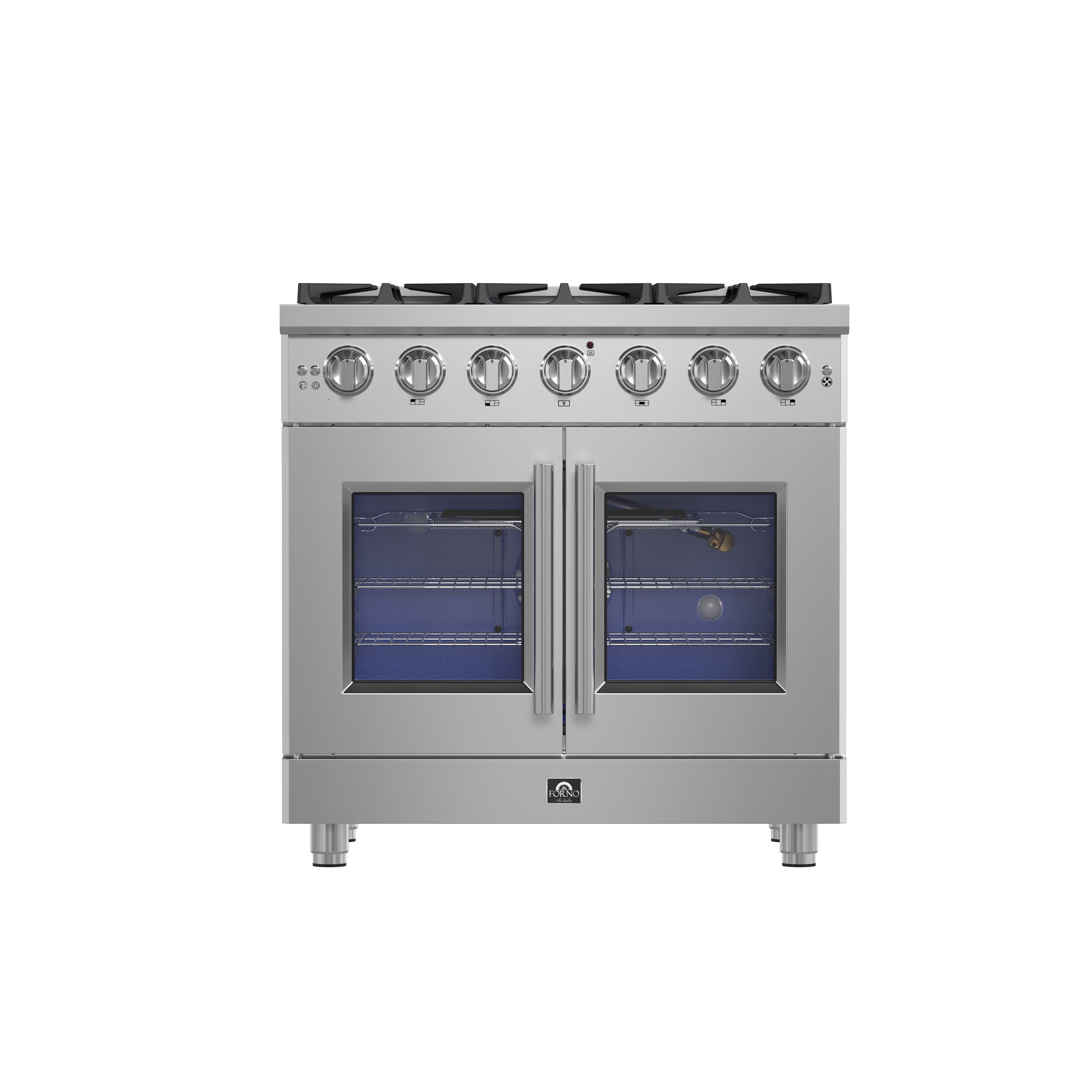 Massimo 36-Inch Freestanding French Door Gas Range, 6 Burners, Convection Oven, Energy Efficient FFSGS643936