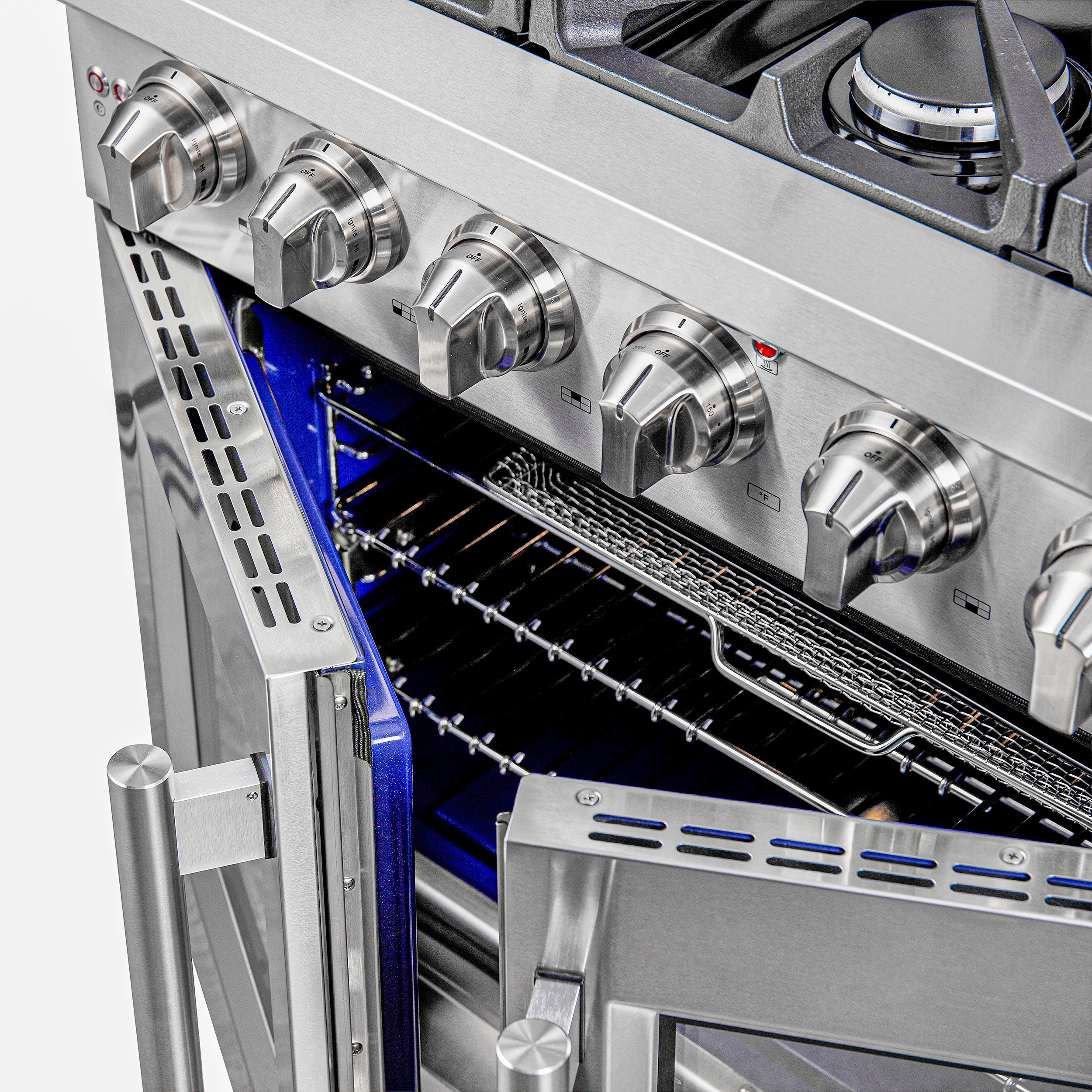 Massimo 36-Inch Freestanding French Door Gas Range, 6 Burners, Convection Oven, Energy Efficient FFSGS643936