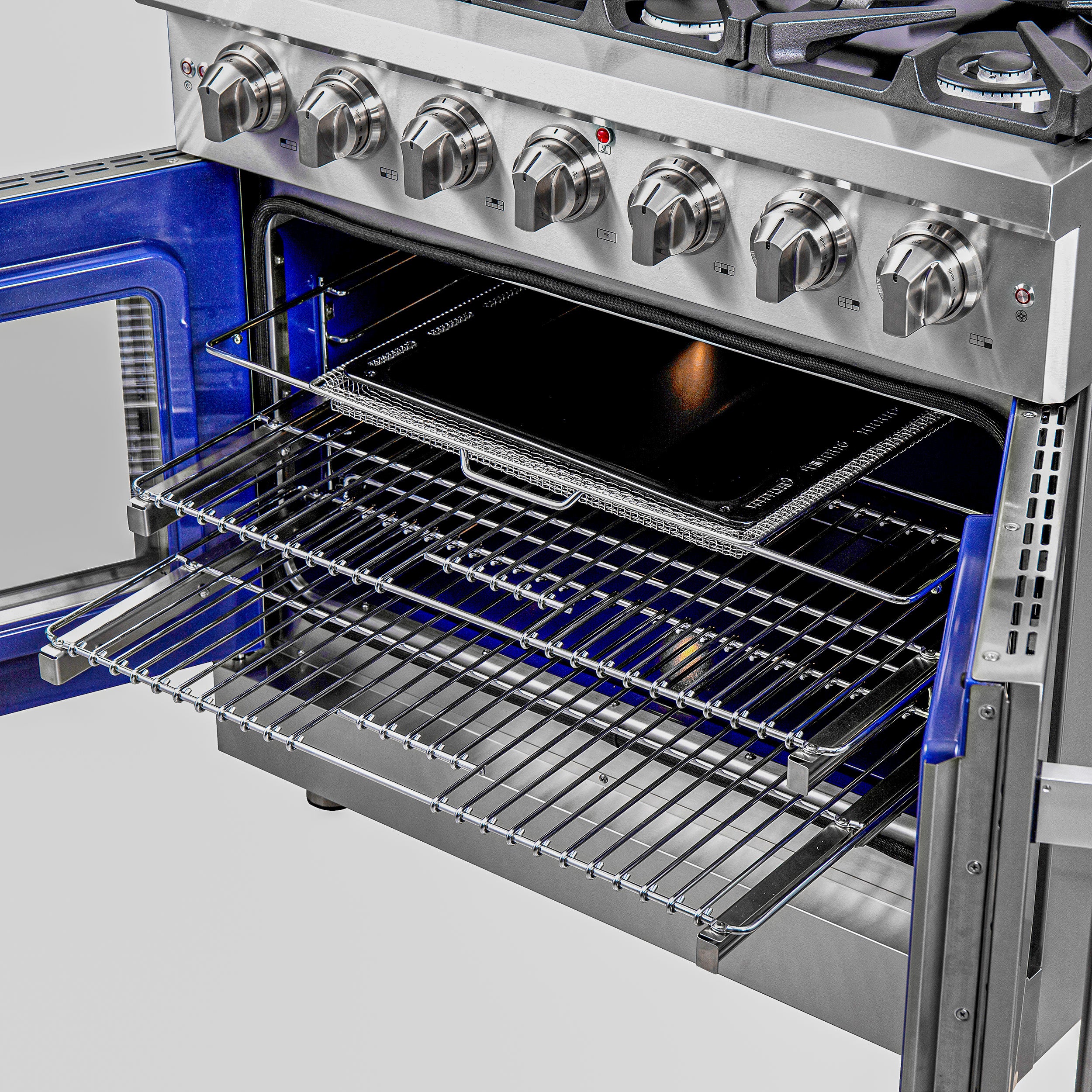 Massimo 36-Inch Freestanding French Door Gas Range, 6 Burners, Convection Oven, Energy Efficient FFSGS643936