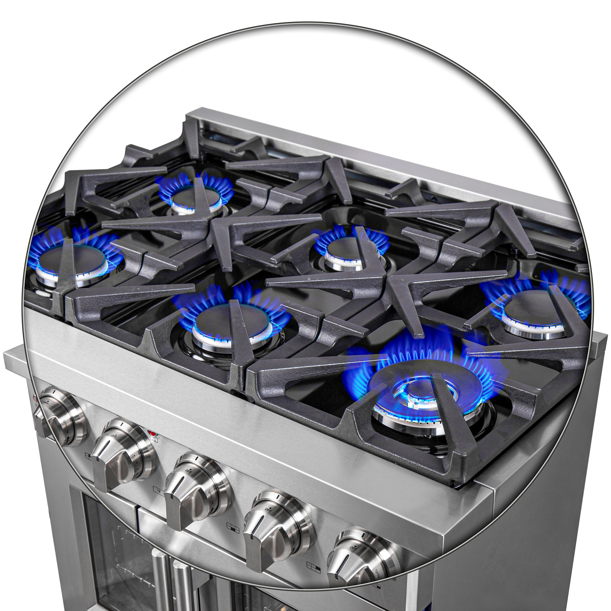 Massimo 36-Inch Freestanding French Door Gas Range, 6 Burners, Convection Oven, Energy Efficient FFSGS643936