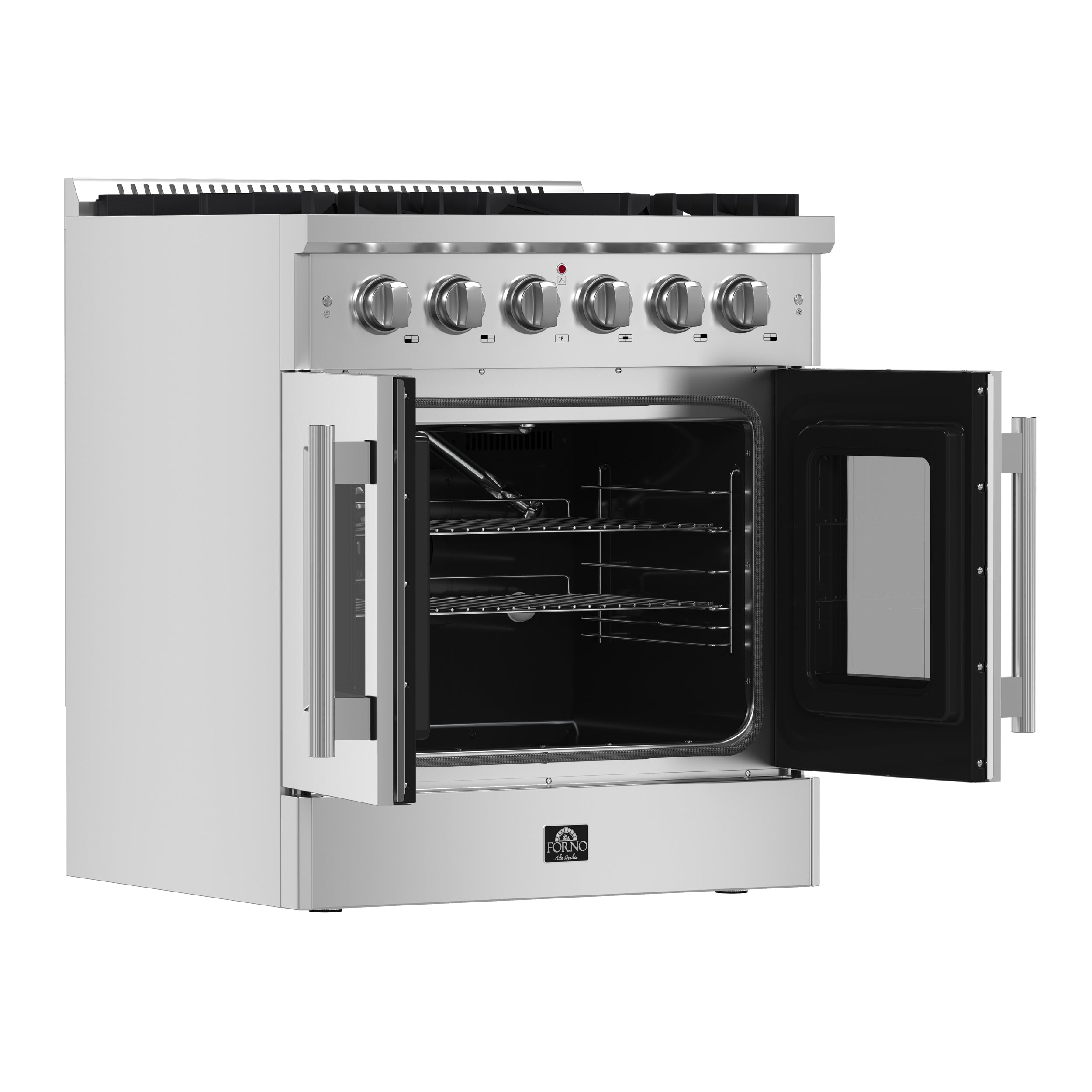 Galiano 30-Inch Freestanding French Door Gas Range, 4 Burners, Convection Oven, Energy Efficient FFSGS644430