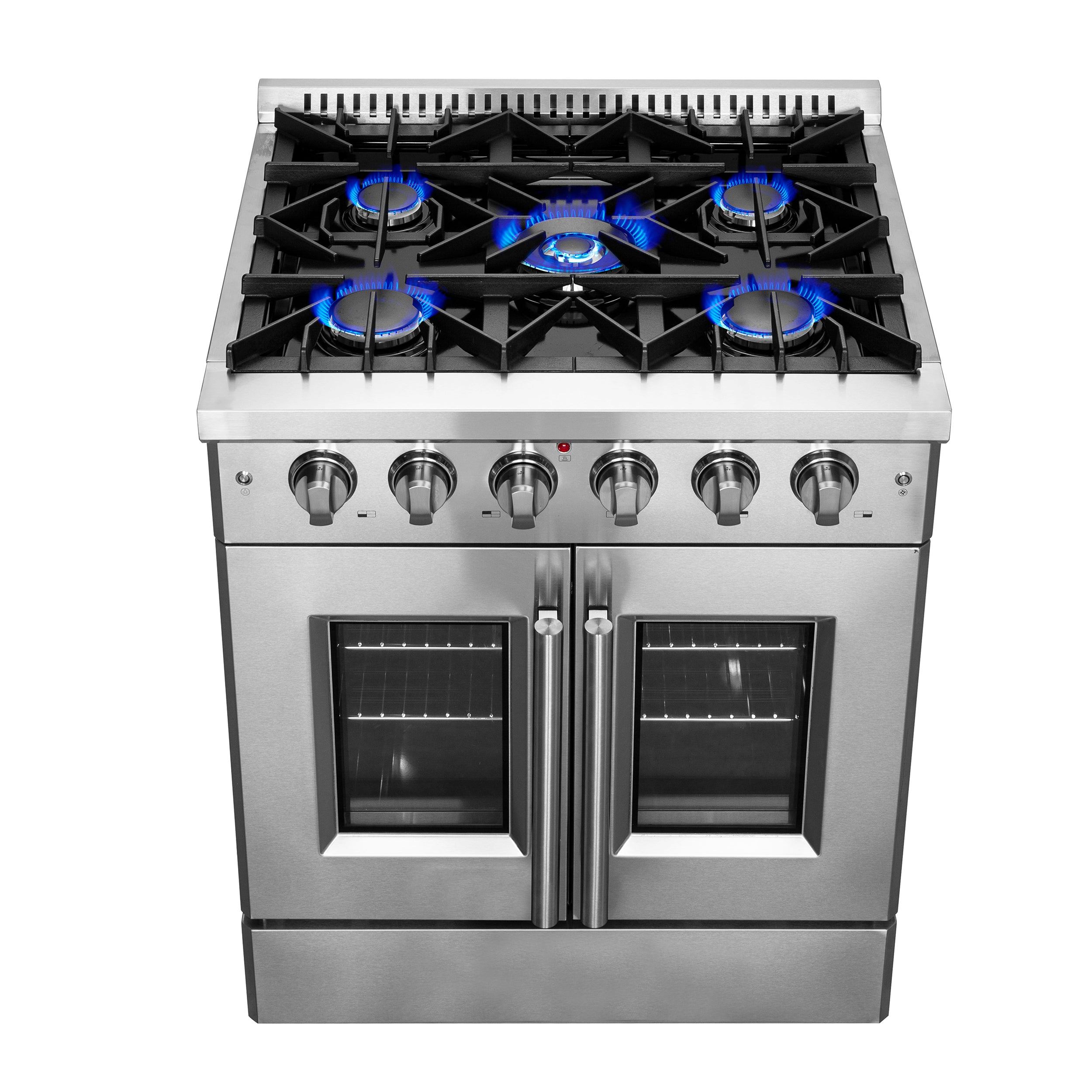 Galiano 30-Inch Freestanding French Door Gas Range, 4 Burners, Convection Oven, Energy Efficient FFSGS644430