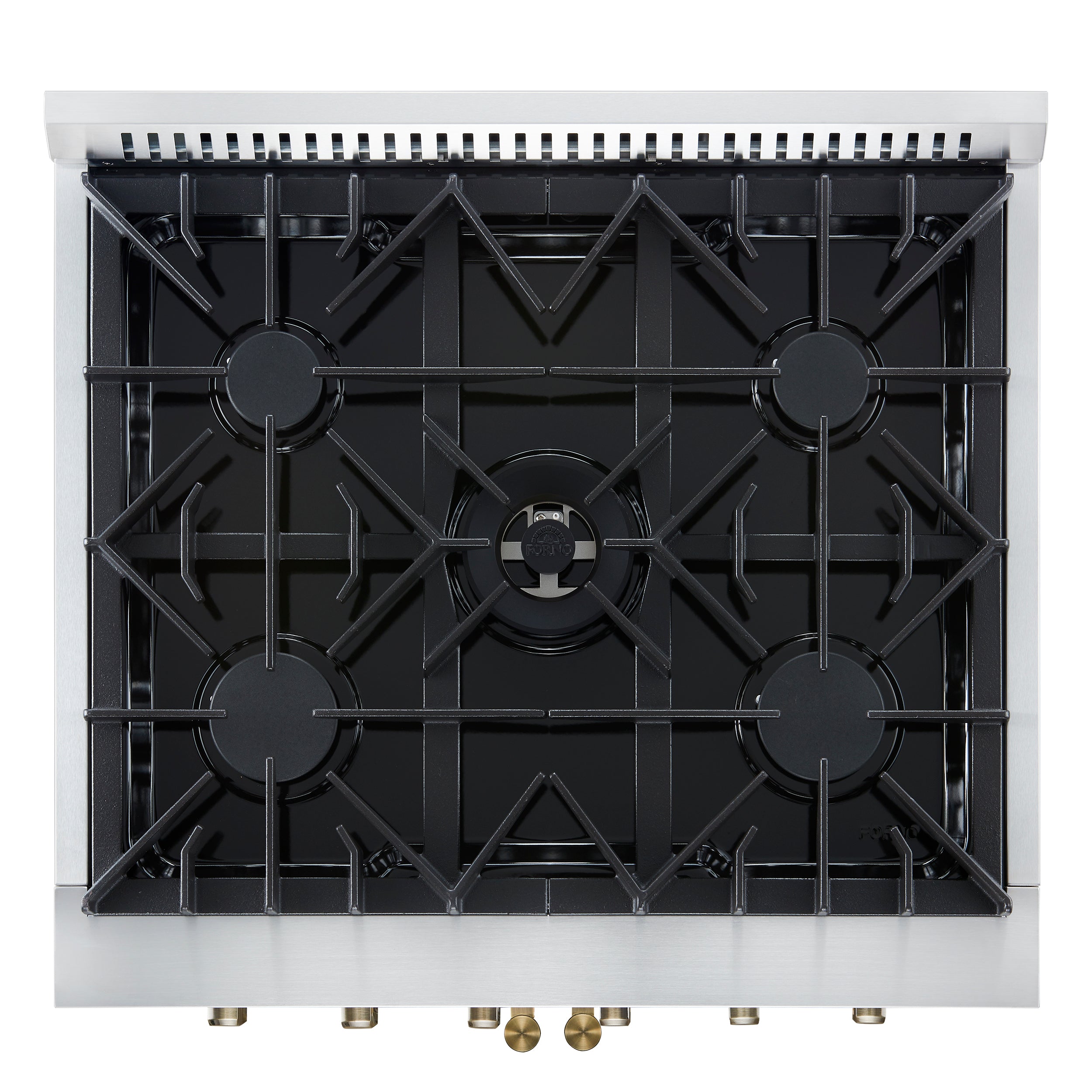 Galiano 30-inch French Door Gas Range with Antique Brass Design, 5 Burners, 68,000 BTU, 4.32 cu.ft. Convection Oven FFSGS644430WHT
