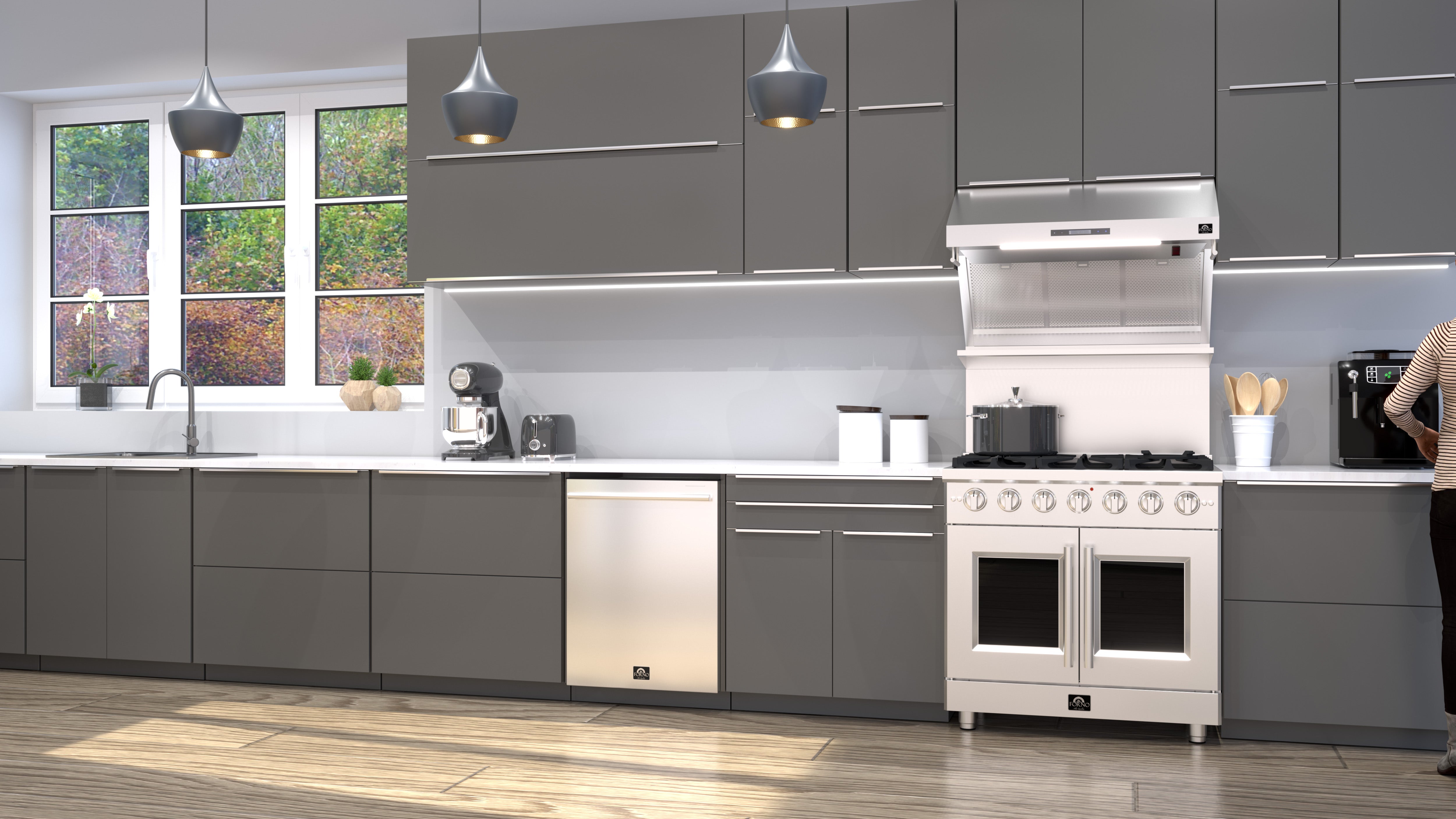 Galiano 36-Inch Freestanding French Door Gas Range, 6 Burners, Convection Oven, Energy Efficient FFSGS644436