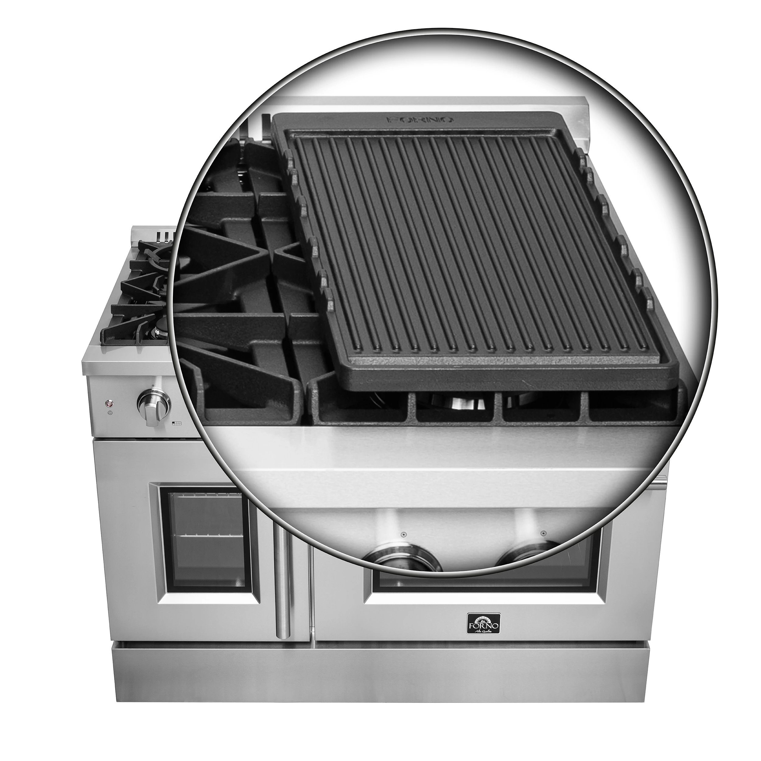 Galiano 48-Inch Freestanding French Door Gas Range, 8 Burners, Griddle, Convection Oven, Energy Efficient FFSGS644448