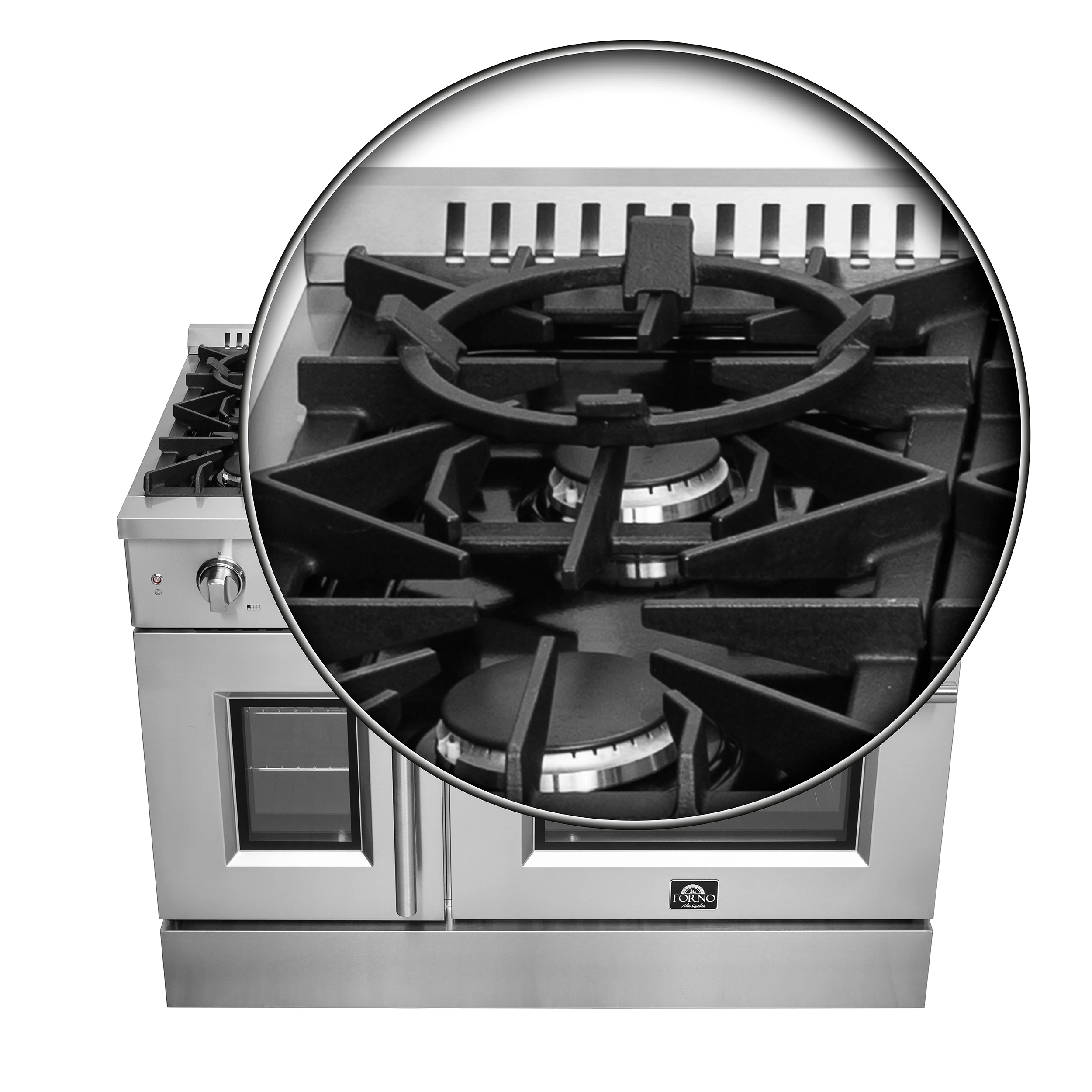 Galiano 48-Inch Freestanding French Door Gas Range, 8 Burners, Griddle, Convection Oven, Energy Efficient FFSGS644448