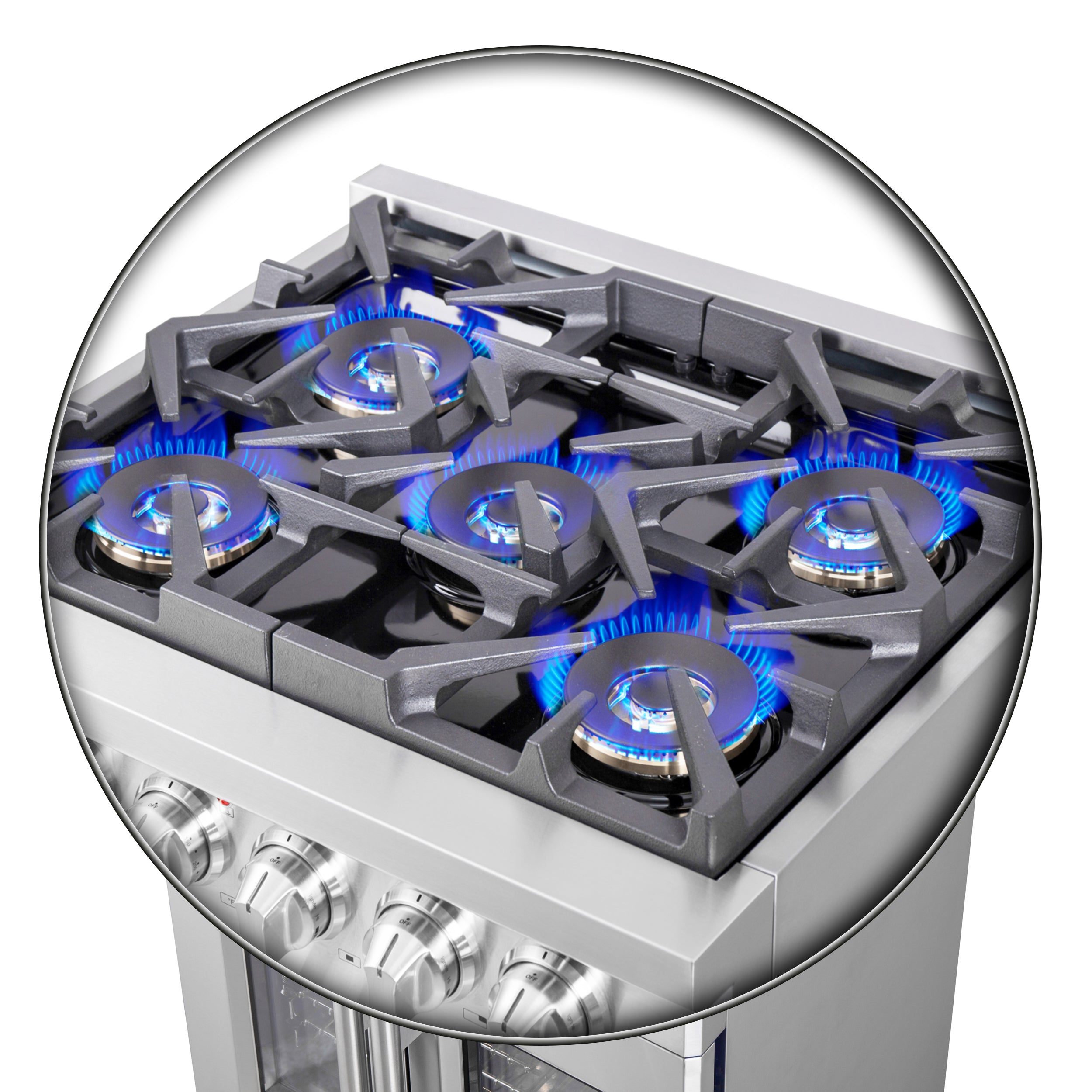 Capriasca 30-Inch Freestanding French Door Gas Range, 4 Burners, Convection Oven, Energy Efficient FFSGS646030