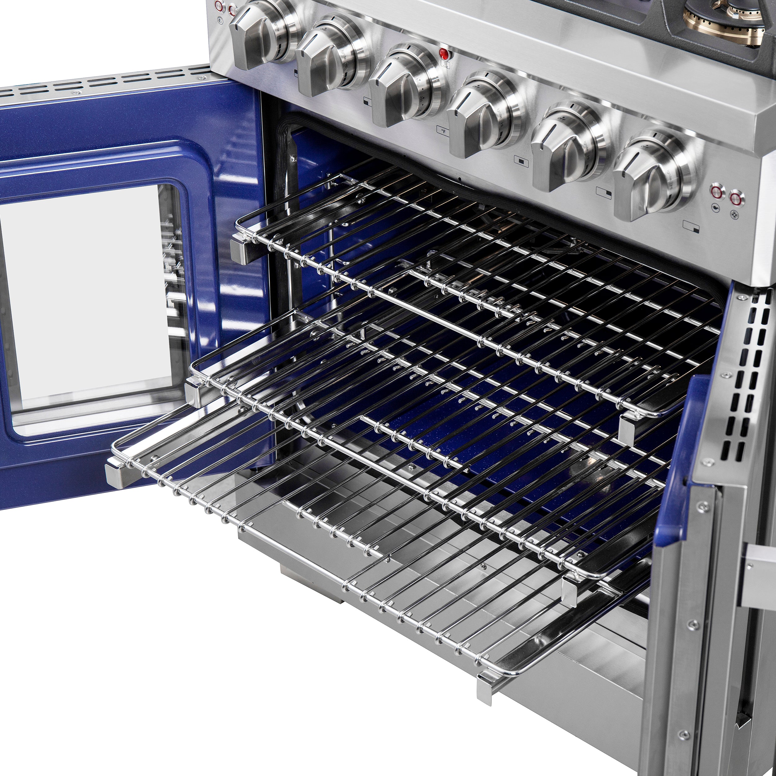 Capriasca 30-Inch Freestanding French Door Gas Range, 4 Burners, Convection Oven, Energy Efficient FFSGS646030