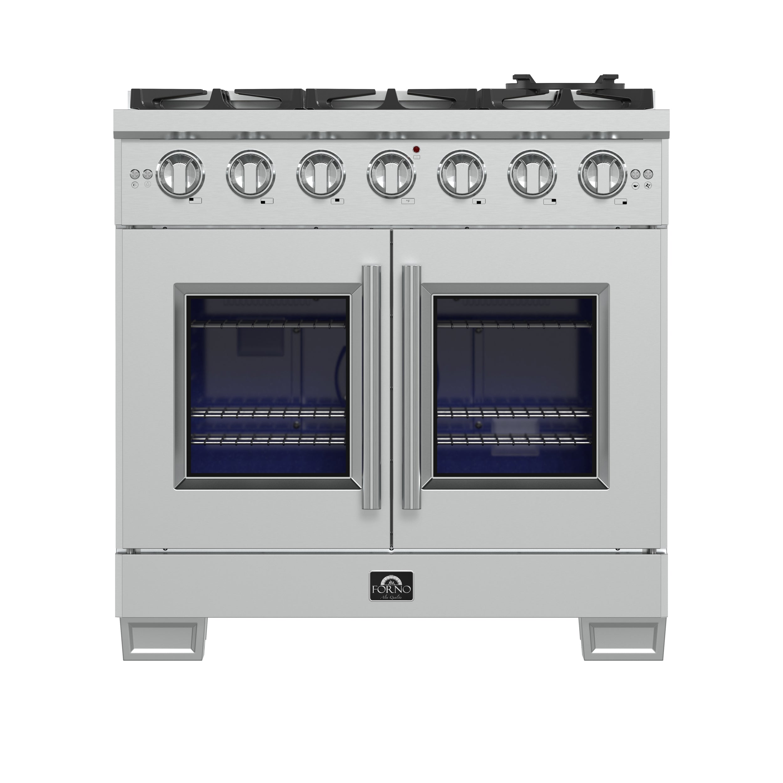 Capriasca 36-Inch Freestanding French Door Gas Range, 6 Burners, Convection Oven, Energy Efficient FFSGS646036