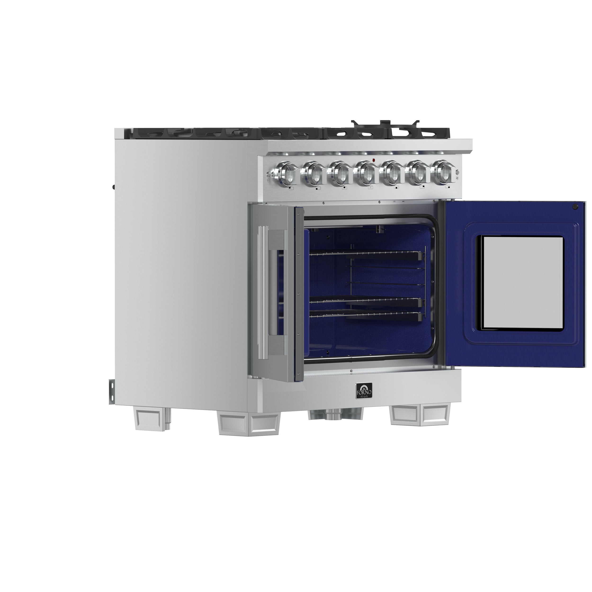 Capriasca 36-Inch Freestanding French Door Gas Range, 6 Burners, Convection Oven, Energy Efficient FFSGS646036