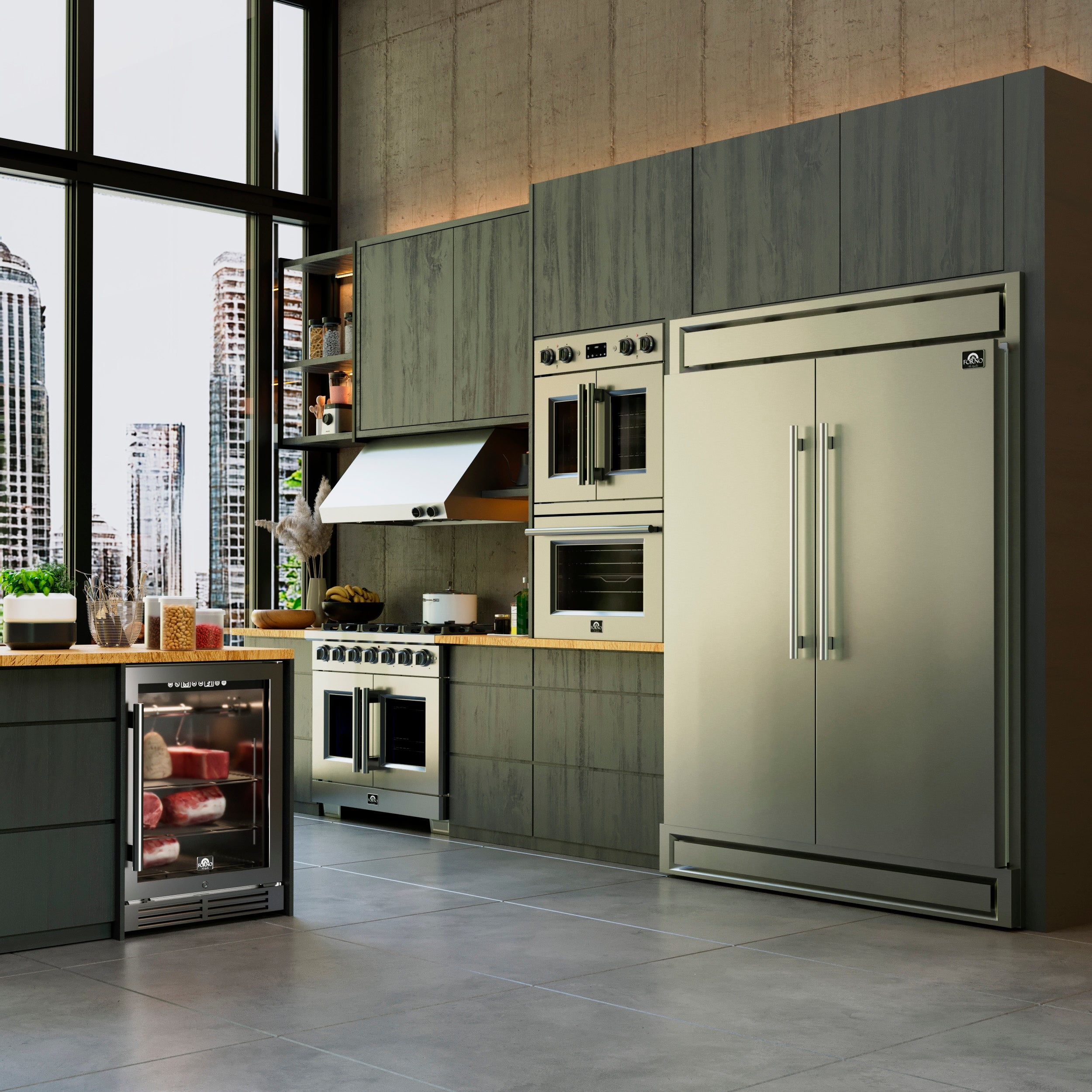 Capriasca 36-Inch Freestanding French Door Gas Range, 6 Burners, Convection Oven, Energy Efficient FFSGS646036