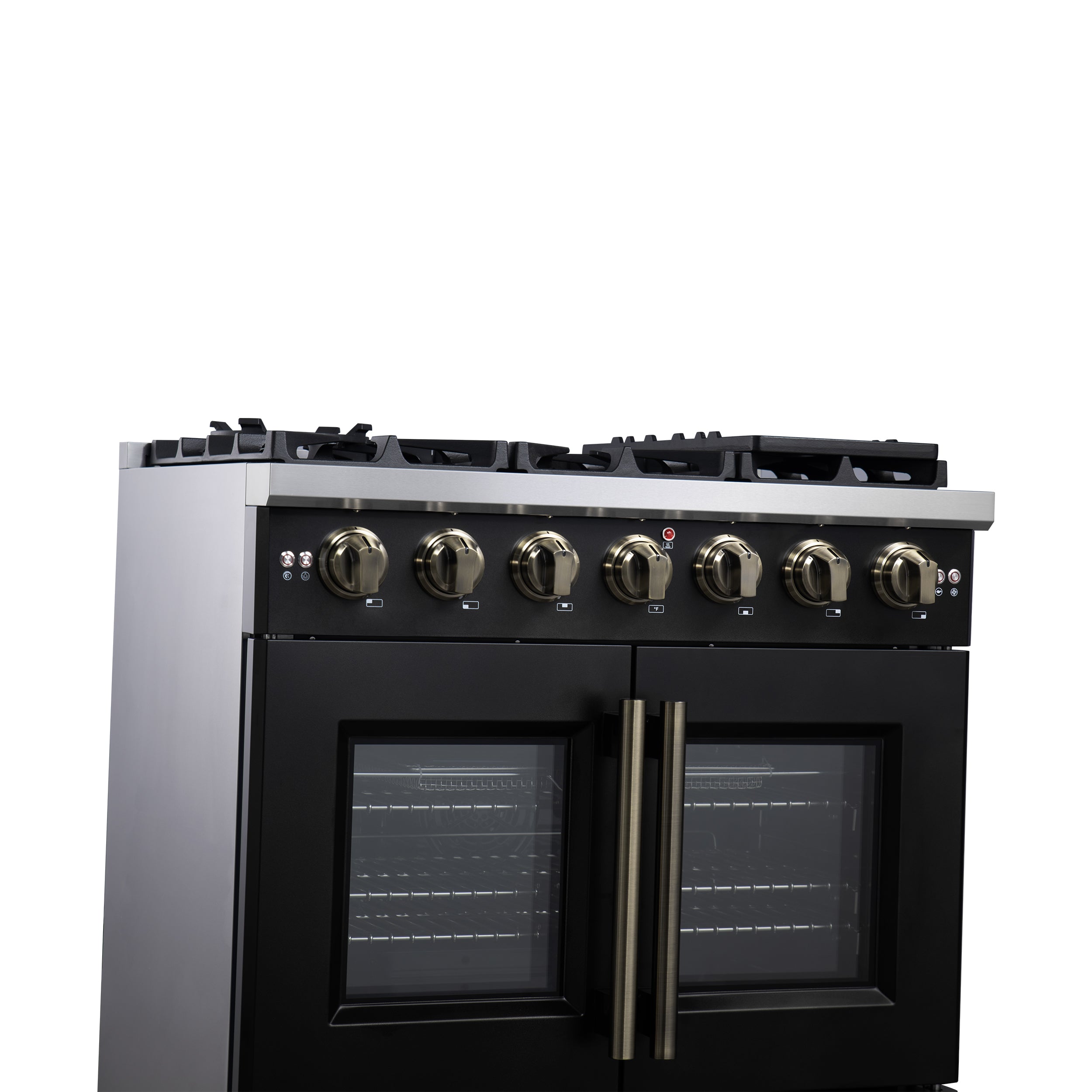 Capriasca 36-Inch Freestanding French Door Gas Range, 6 Burners, Convection Oven, Energy Efficient FFSGS646036BLK