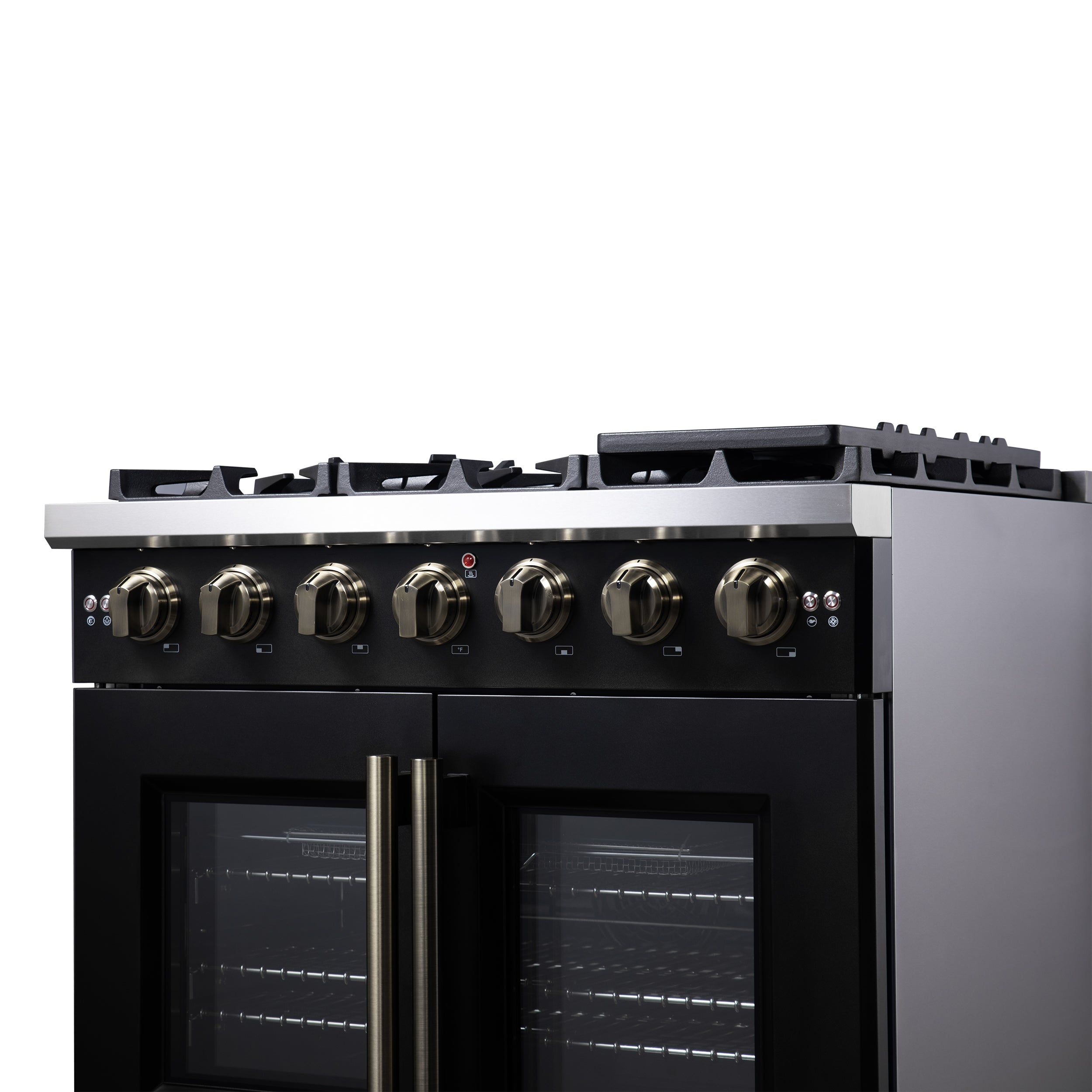 Capriasca 36-Inch Freestanding French Door Gas Range, 6 Burners, Convection Oven, Energy Efficient FFSGS646036BLK
