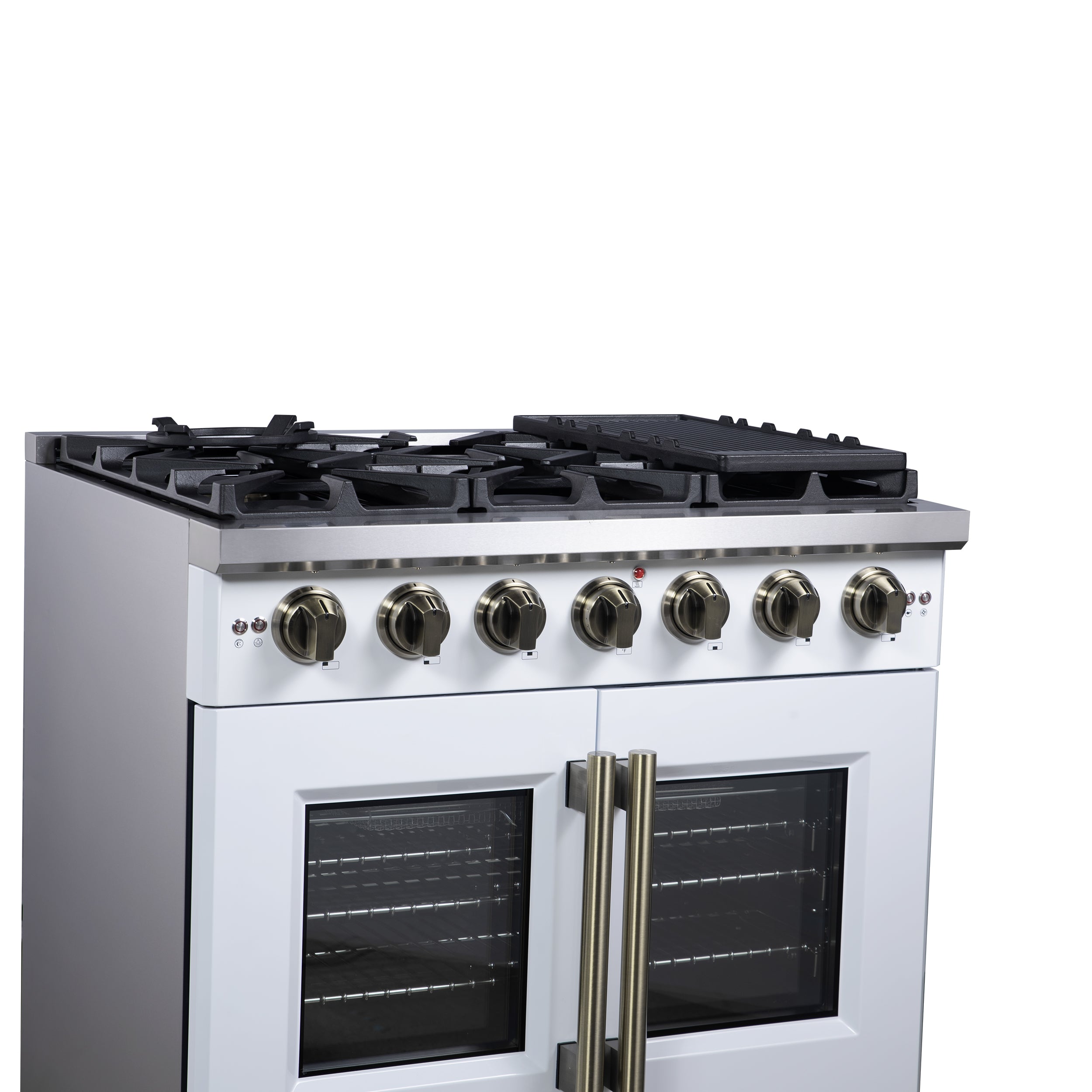 Capriasca 36-Inch Freestanding French Door Gas Range, 6 Burners, Convection Oven, Energy Efficient FFSGS646036WHT