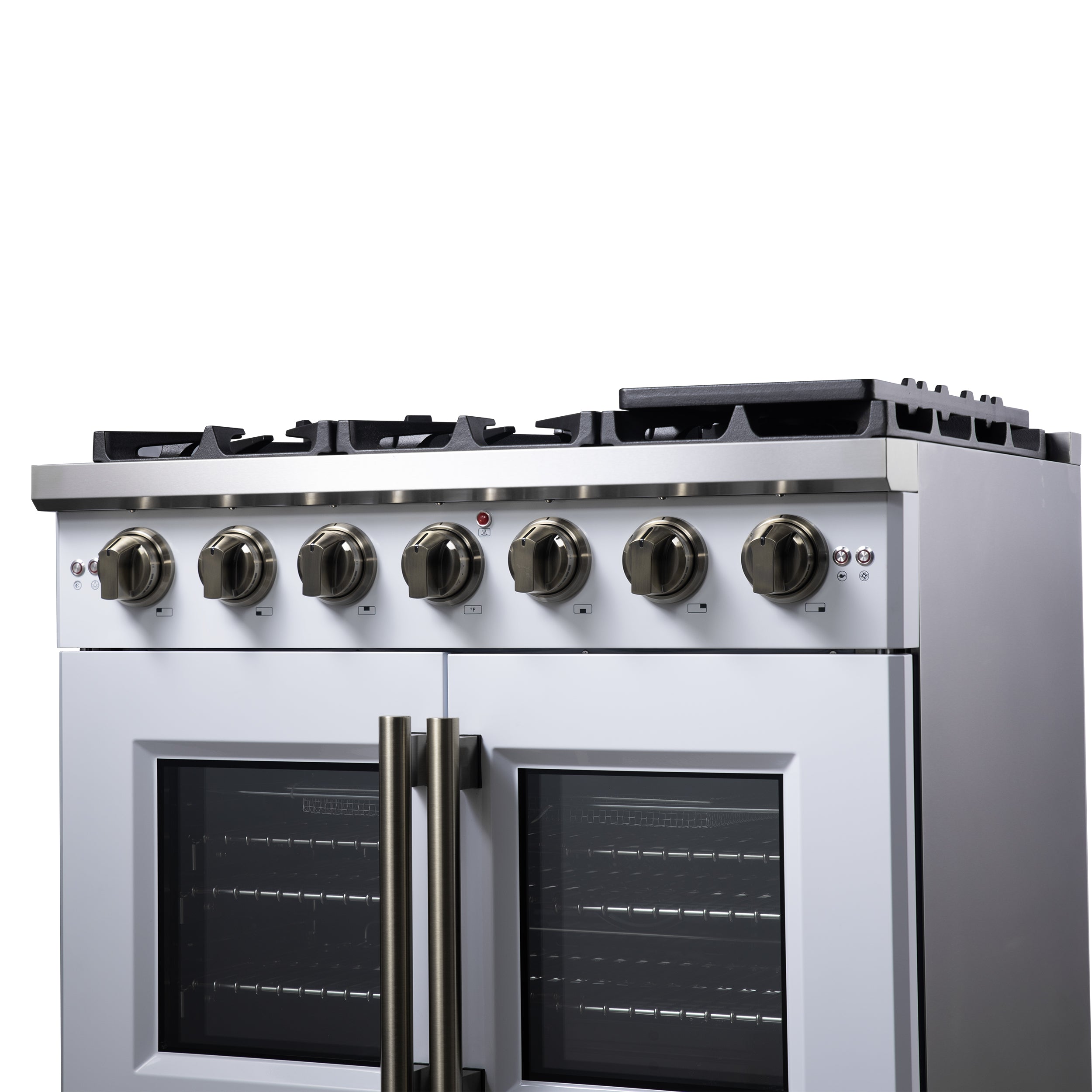 Capriasca 36-Inch Freestanding French Door Gas Range, 6 Burners, Convection Oven, Energy Efficient FFSGS646036WHT