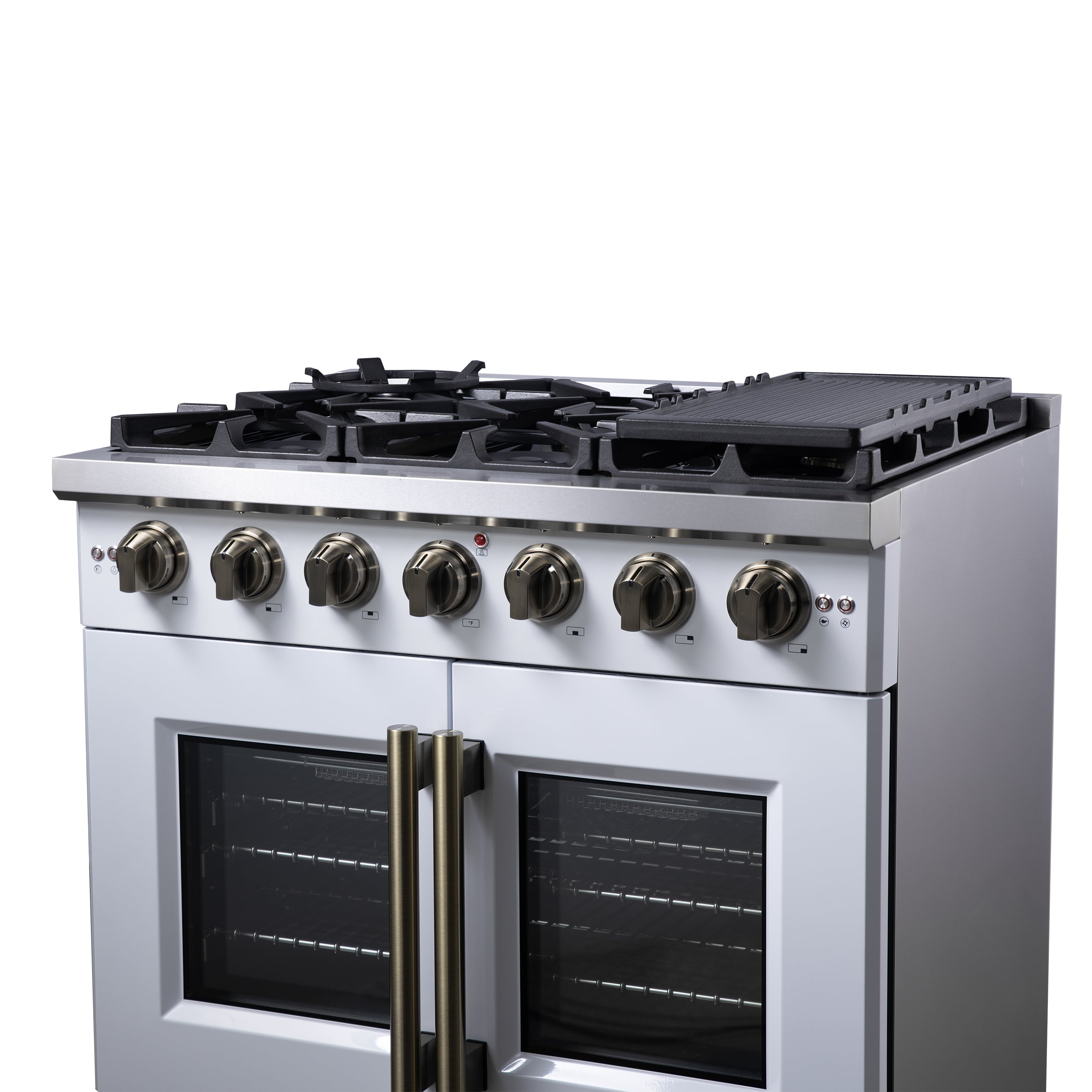 Capriasca 36-Inch Freestanding French Door Gas Range, 6 Burners, Convection Oven, Energy Efficient FFSGS646036WHT