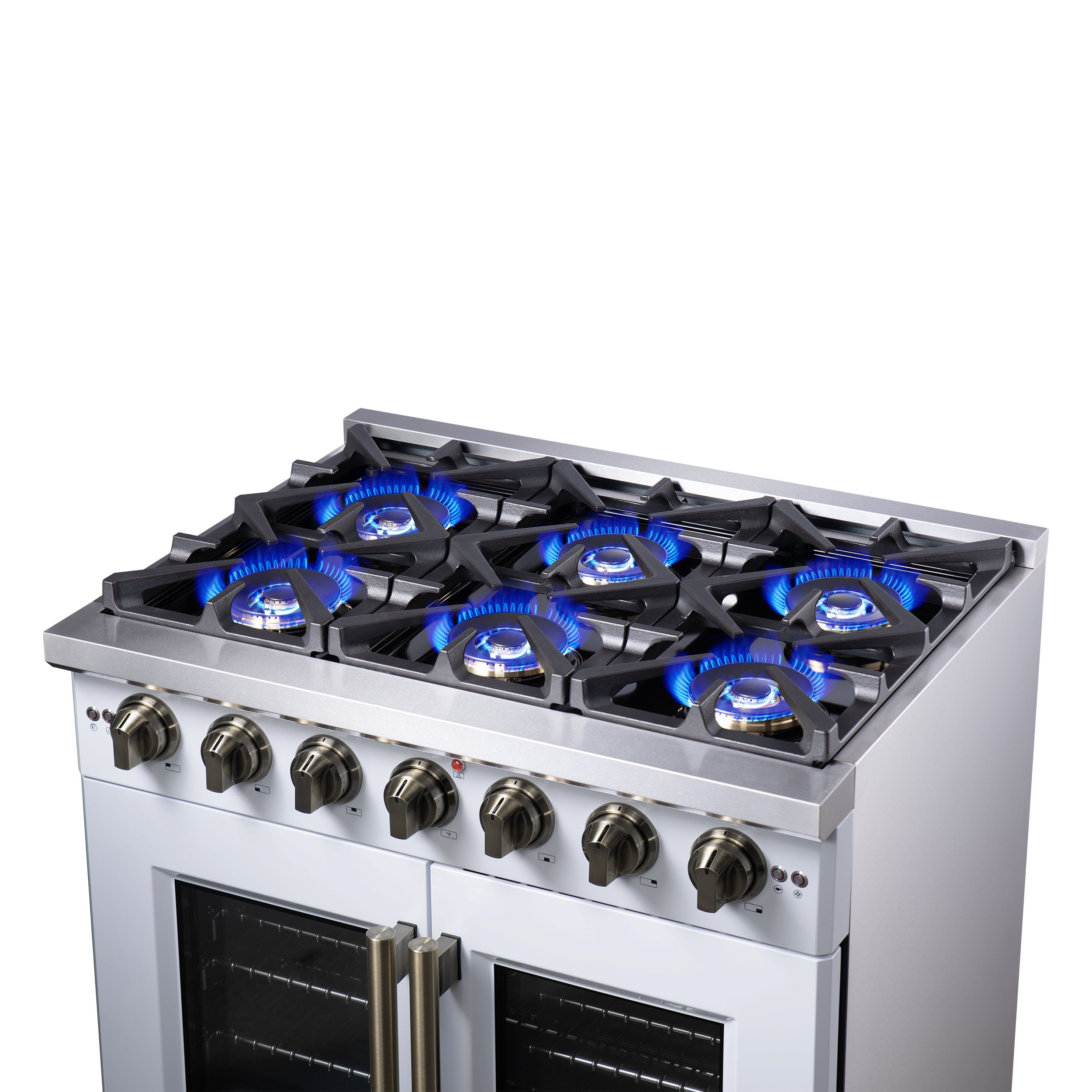 Capriasca 36-Inch Freestanding French Door Gas Range, 6 Burners, Convection Oven, Energy Efficient FFSGS646036WHT