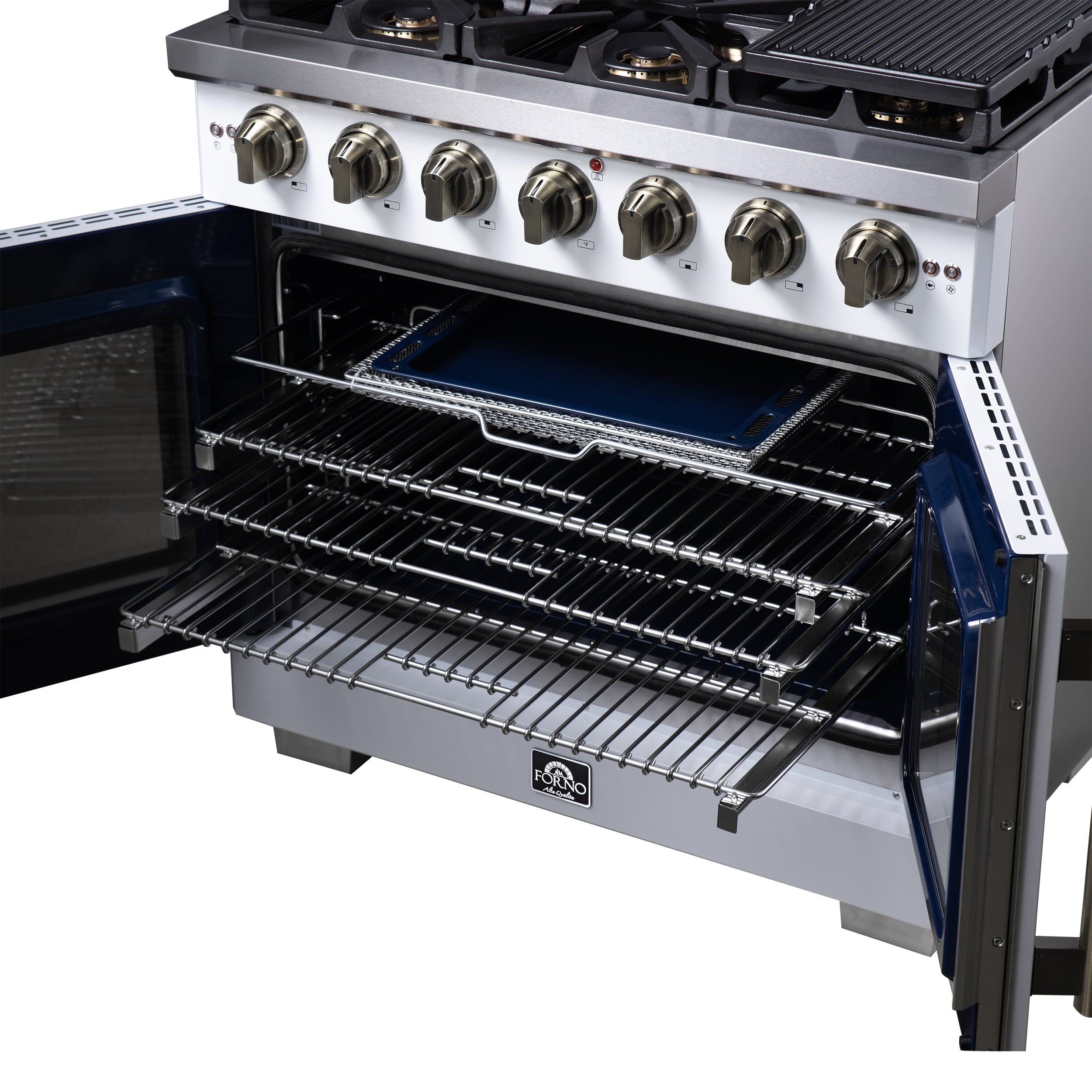 Capriasca 36-Inch Freestanding French Door Gas Range, 6 Burners, Convection Oven, Energy Efficient FFSGS646036WHT