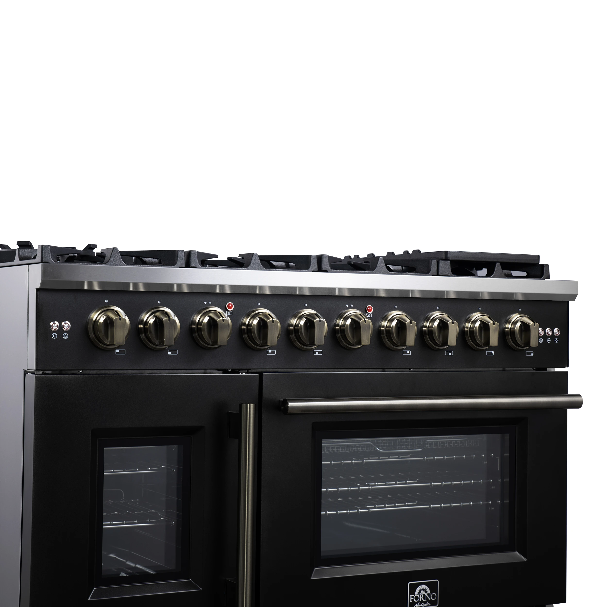 Capriasca 48-Inch Black Freestanding French Door Gas Range, 8 Burners, Convection Oven, Energy Efficient FFSGS646048BLK