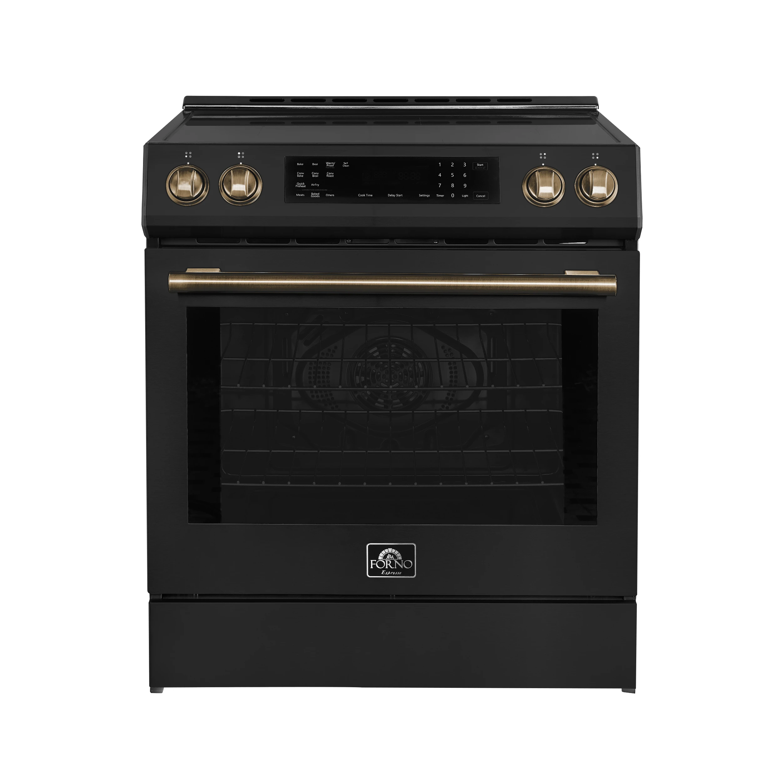 Donatello Espresso 30-Inch Slide-In Black Induction Range, Convection Oven, 5 Cooking Zones, Touch Control Panel FFSIN090530BLK