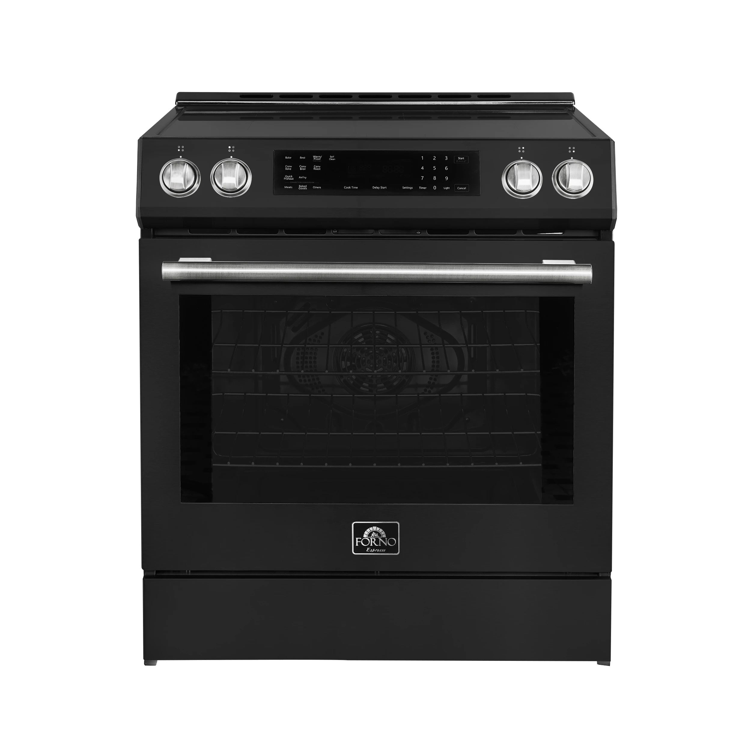 Donatello Espresso 30-Inch Slide-In Black Induction Range, Convection Oven, 5 Cooking Zones, Touch Control Panel FFSIN090530BLK