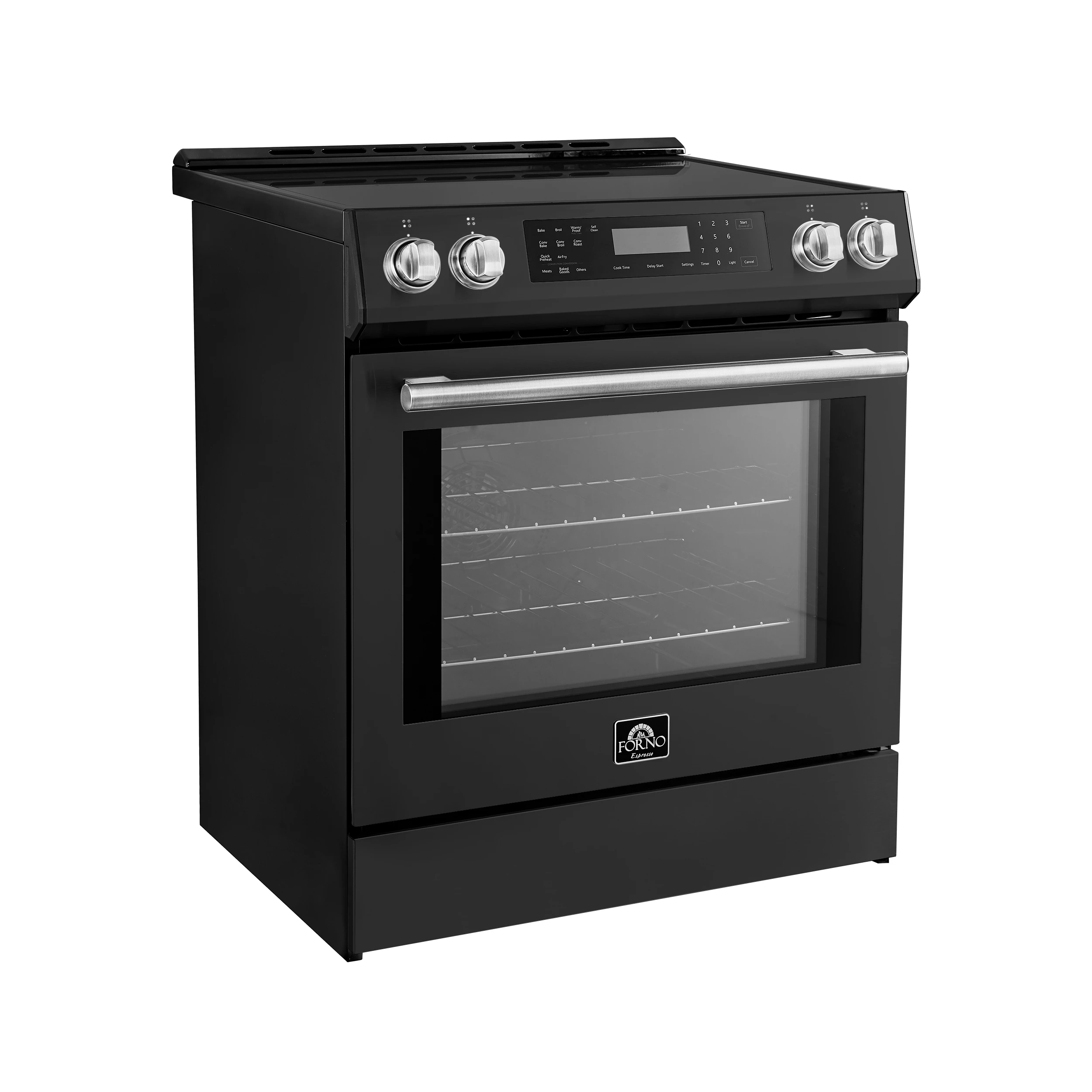 Donatello Espresso 30-Inch Slide-In Black Induction Range, Convection Oven, 5 Cooking Zones, Touch Control Panel FFSIN090530BLK