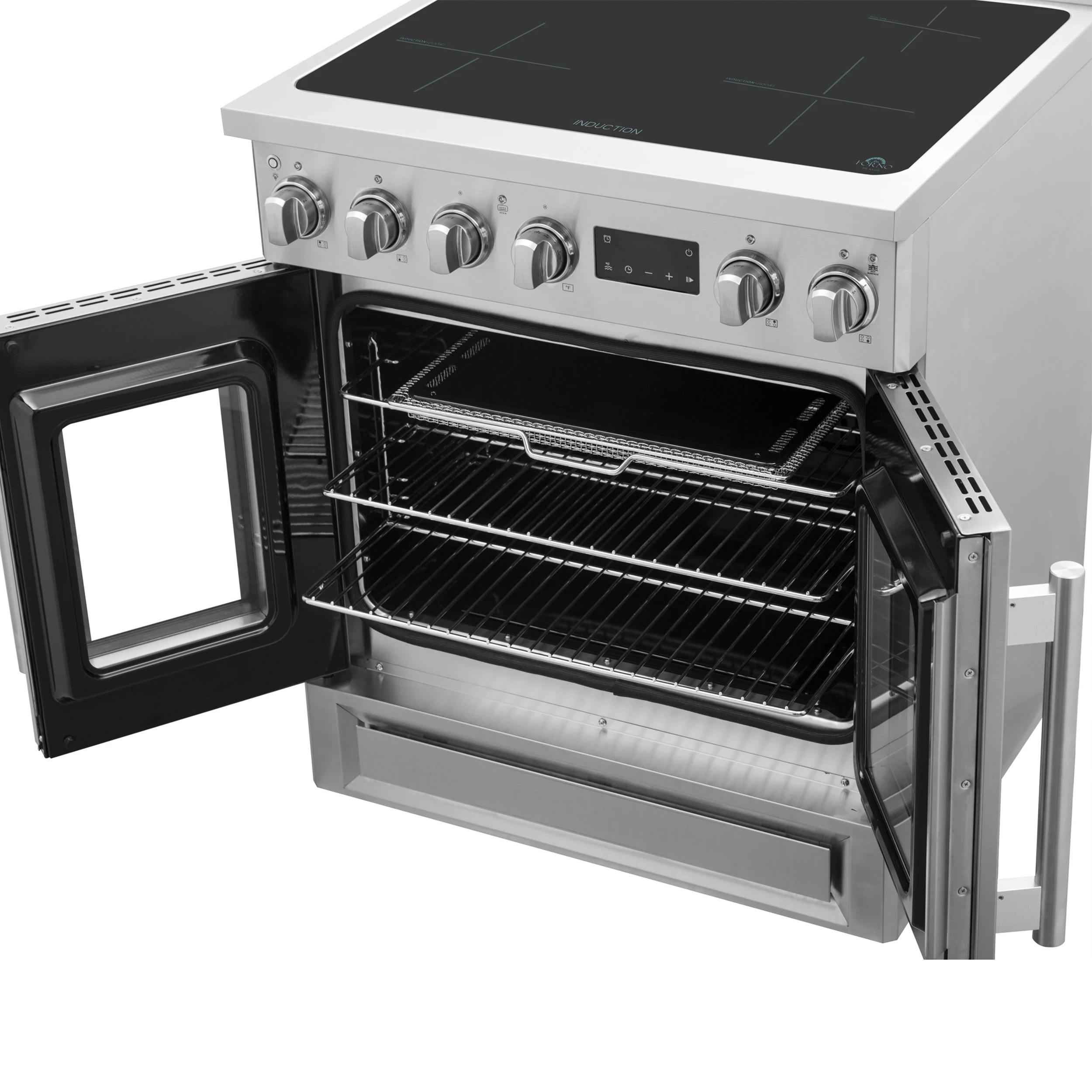Torino 30 Inch French Door Induction Range with Air Fryer and True Convection Oven FFSIN095030