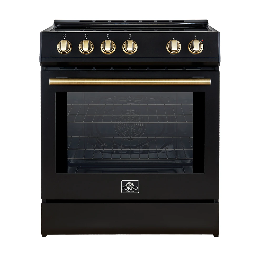 Leonardo Espresso 30-Inch Slide-In Black Induction Range, Convection Oven, 5 Cooking Zones, Touch Control Panel FFSIN098230BLK