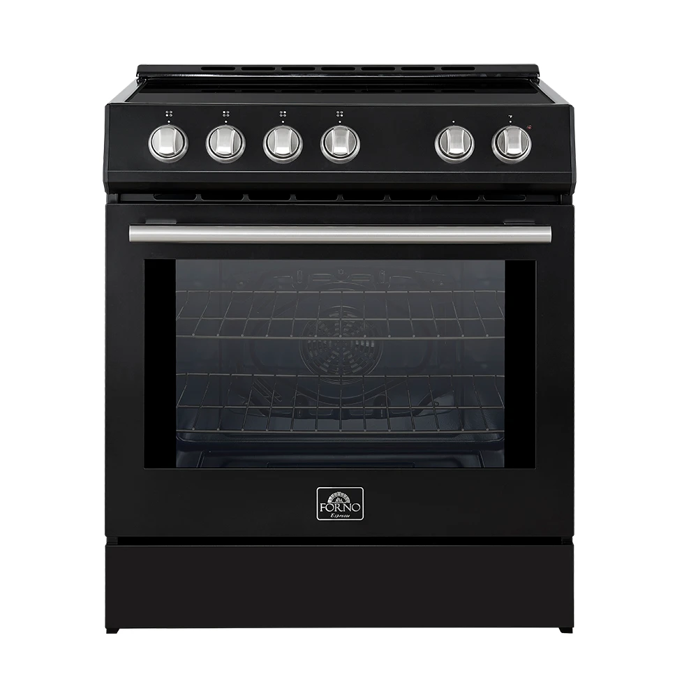 Leonardo Espresso 30-Inch Slide-In Black Induction Range, Convection Oven, 5 Cooking Zones, Touch Control Panel FFSIN098230BLK
