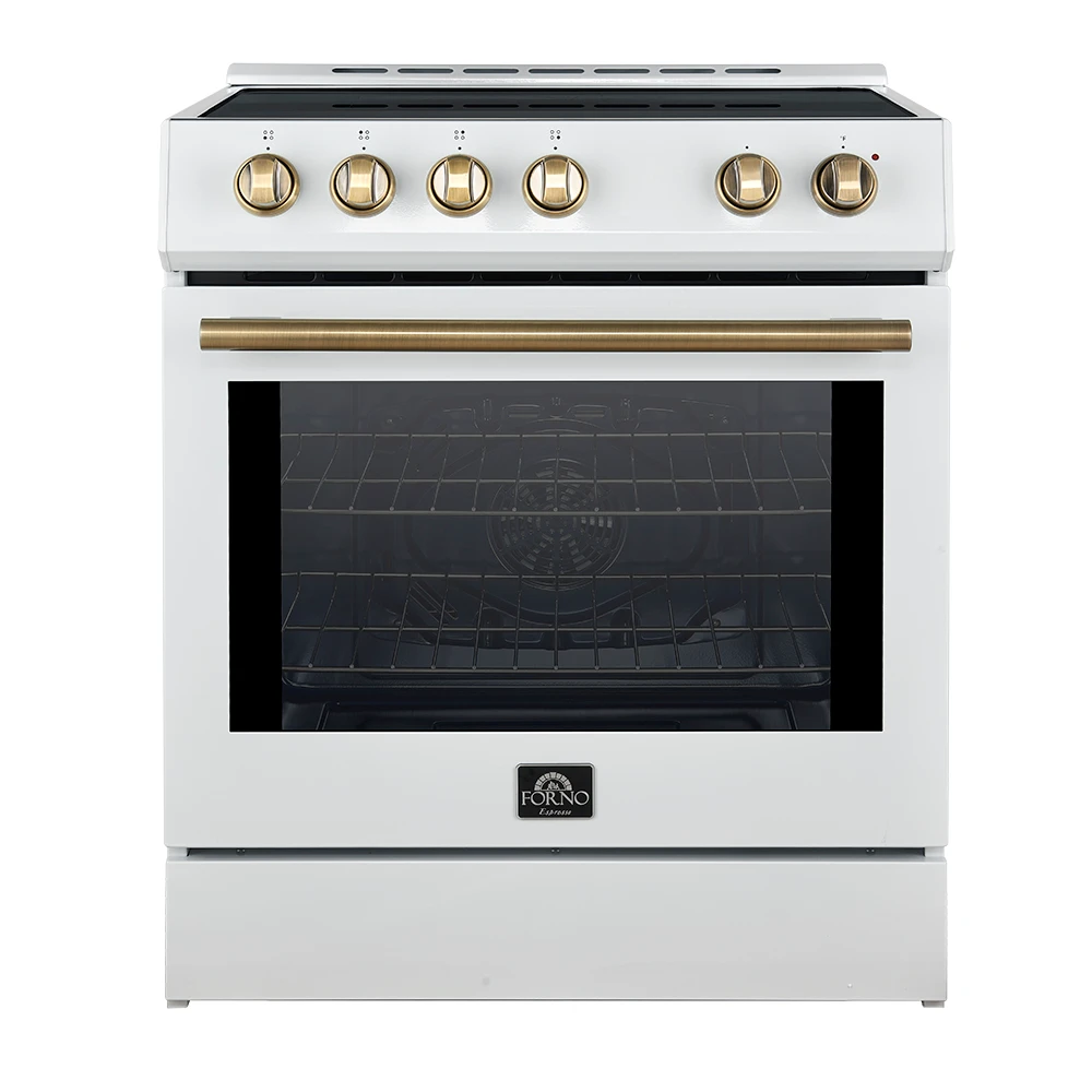 Leonardo Espresso 30-Inch Slide-In White Induction Range, Convection Oven, 5 Cooking Zones, Touch Control Panel FFSIN098230WHT