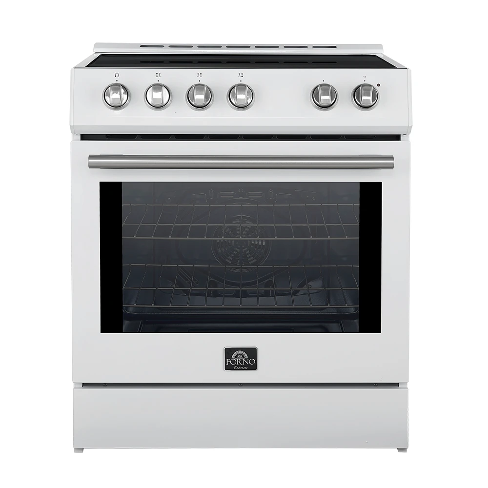 Leonardo Espresso 30-Inch Slide-In White Induction Range, Convection Oven, 5 Cooking Zones, Touch Control Panel FFSIN098230WHT