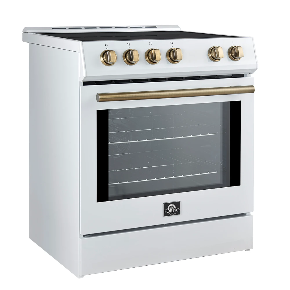 Leonardo Espresso 30-Inch Slide-In White Induction Range, Convection Oven, 5 Cooking Zones, Touch Control Panel FFSIN098230WHT