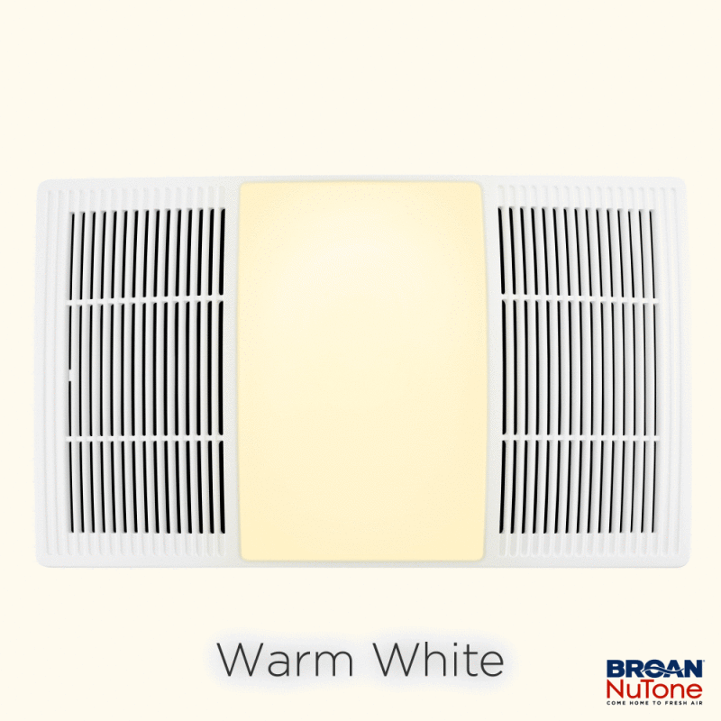 Broan 100/110 CFM Heater Exhaust Cover Upgrade With Dimmable LED and Color Adjustable CCT Lighting (single pack) White FG110HBS Picture 1