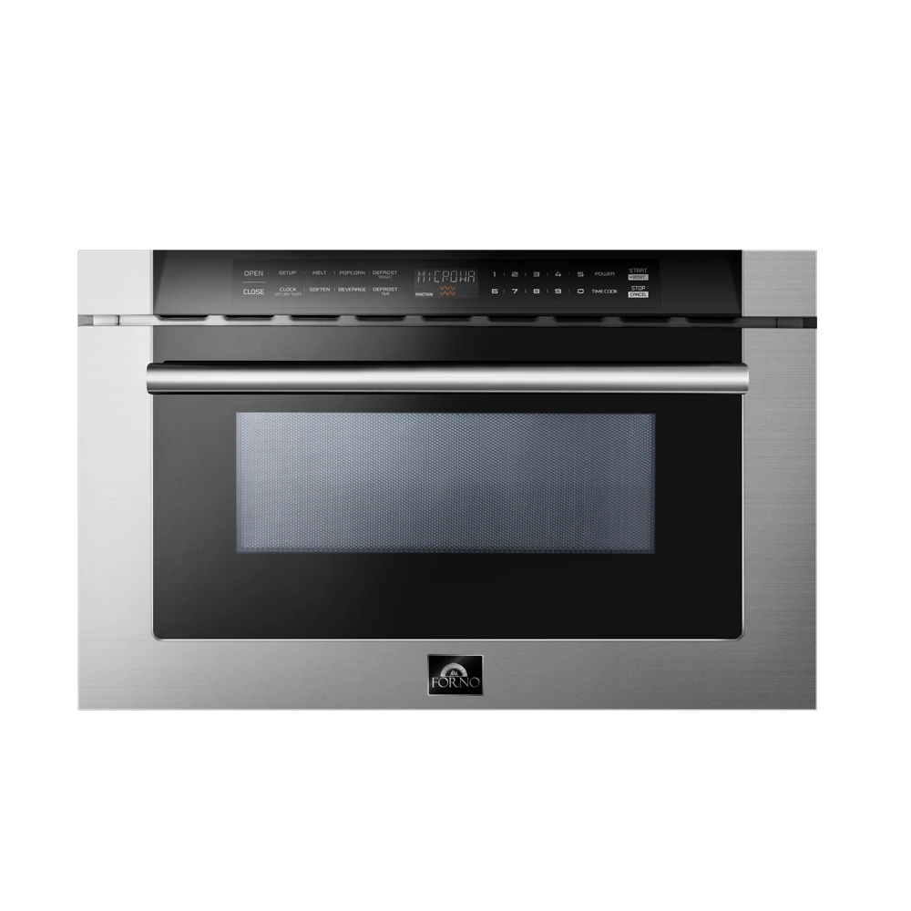 Capoliveri 24-Inch Microwave Drawer, Stainless Steel, 1.2 cu.ft, 1500 Watts, Built-In, Touch Control LCD Display, Auto-Touch Open/Close, 11 Power Levels, Sensor Cooking FMWDR300024