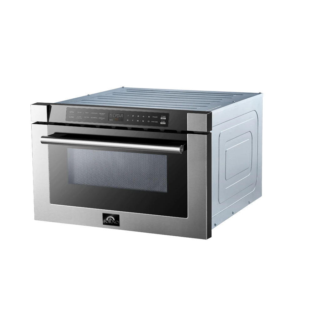 Capoliveri 24-Inch Microwave Drawer, Stainless Steel, 1.2 cu.ft, 1500 Watts, Built-In, Touch Control LCD Display, Auto-Touch Open/Close, 11 Power Levels, Sensor Cooking FMWDR300024