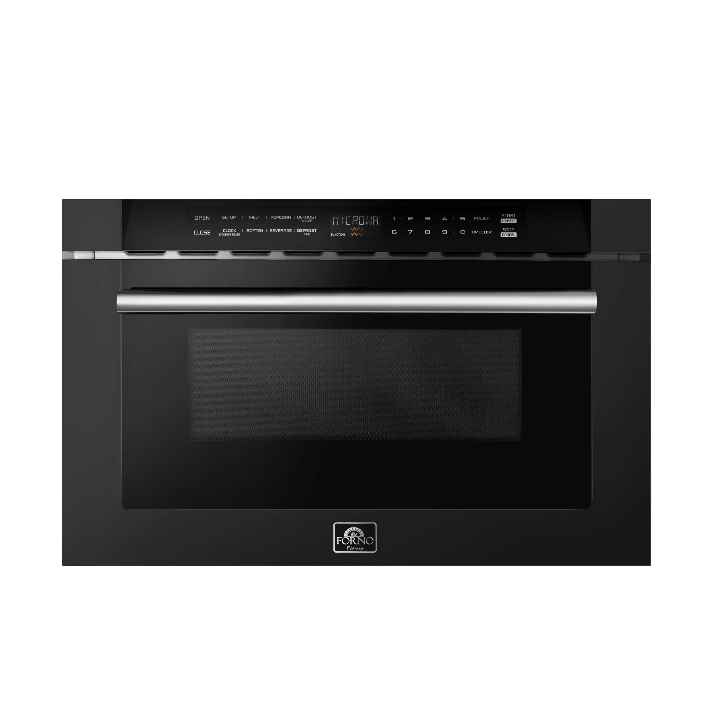 Capoliveri Espresso 24-Inch Microwave Drawer, Black, 1.2 cu.ft, 1500 Watts, Built-In, Touch Control LCD Display, Auto-Touch Open/Close, 11 Power Levels, Sensor Cooking FMWDR300024BLK