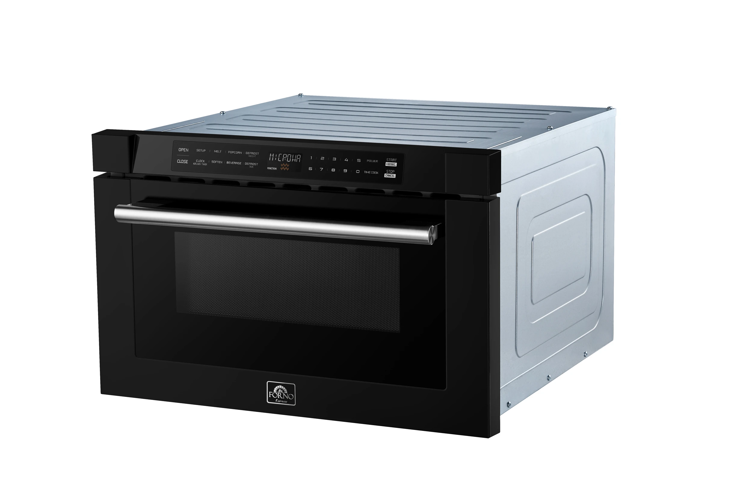 Capoliveri Espresso 24-Inch Microwave Drawer, Black, 1.2 cu.ft, 1500 Watts, Built-In, Touch Control LCD Display, Auto-Touch Open/Close, 11 Power Levels, Sensor Cooking FMWDR300024BLK