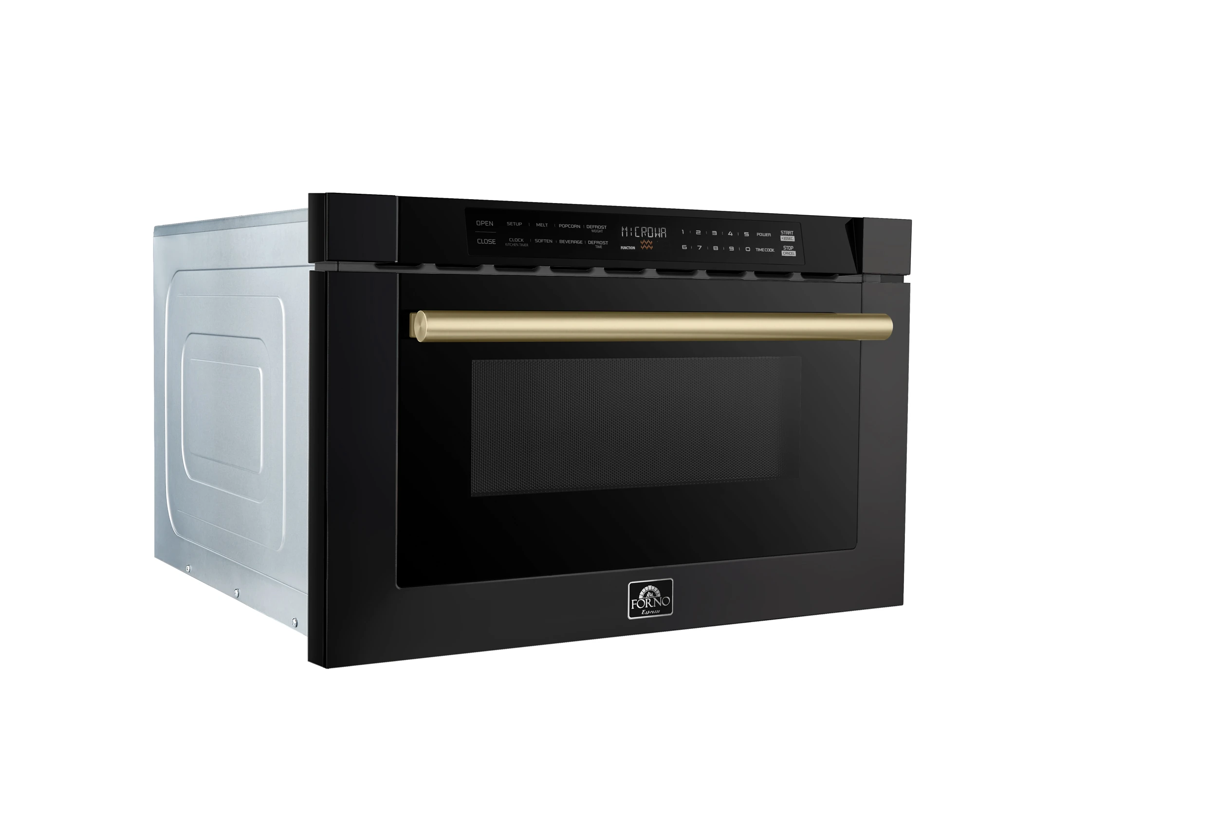Capoliveri Espresso 24-Inch Microwave Drawer, Black, 1.2 cu.ft, 1500 Watts, Built-In, Touch Control LCD Display, Auto-Touch Open/Close, 11 Power Levels, Sensor Cooking FMWDR300024BLK