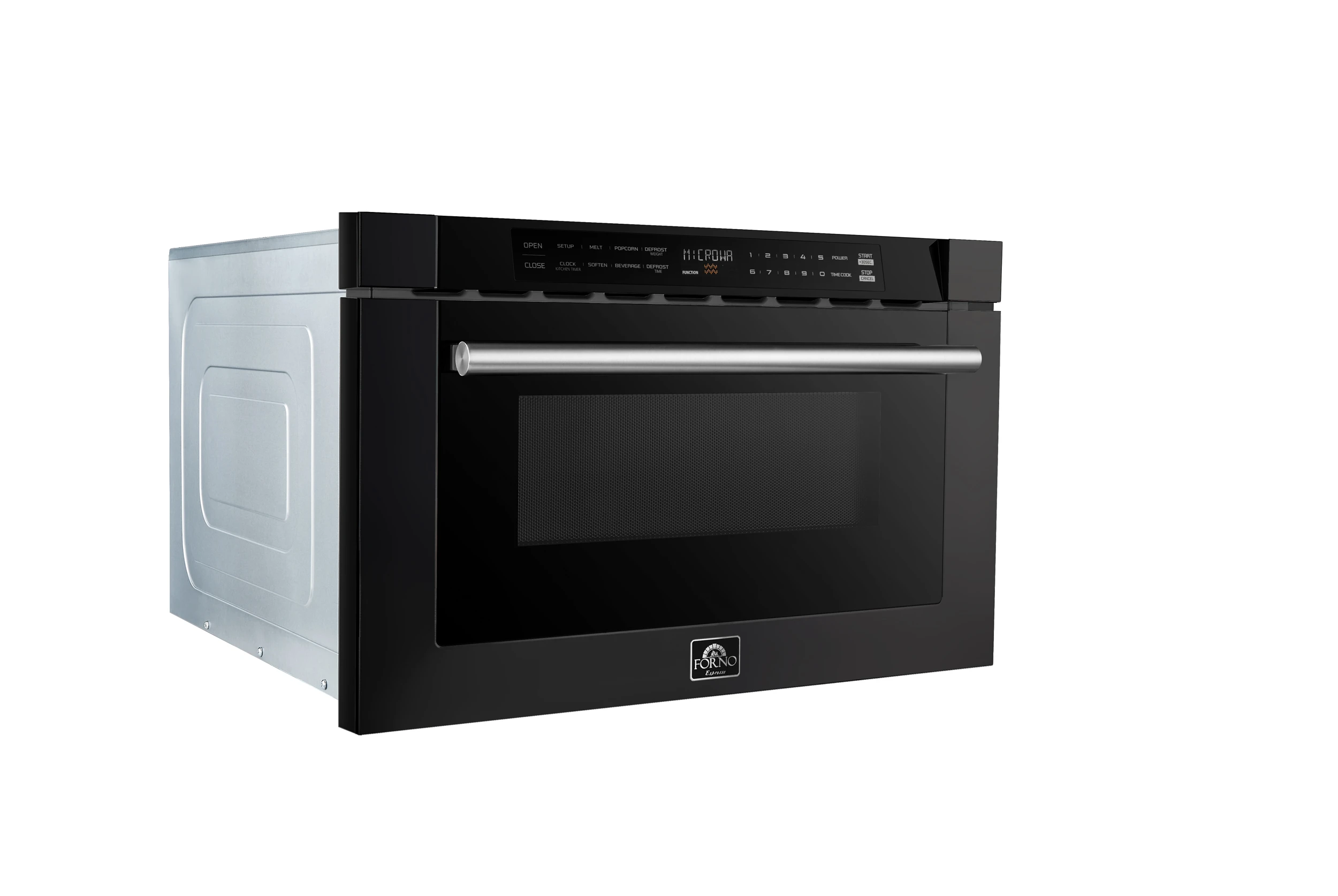 Capoliveri Espresso 24-Inch Microwave Drawer, Black, 1.2 cu.ft, 1500 Watts, Built-In, Touch Control LCD Display, Auto-Touch Open/Close, 11 Power Levels, Sensor Cooking FMWDR300024BLK