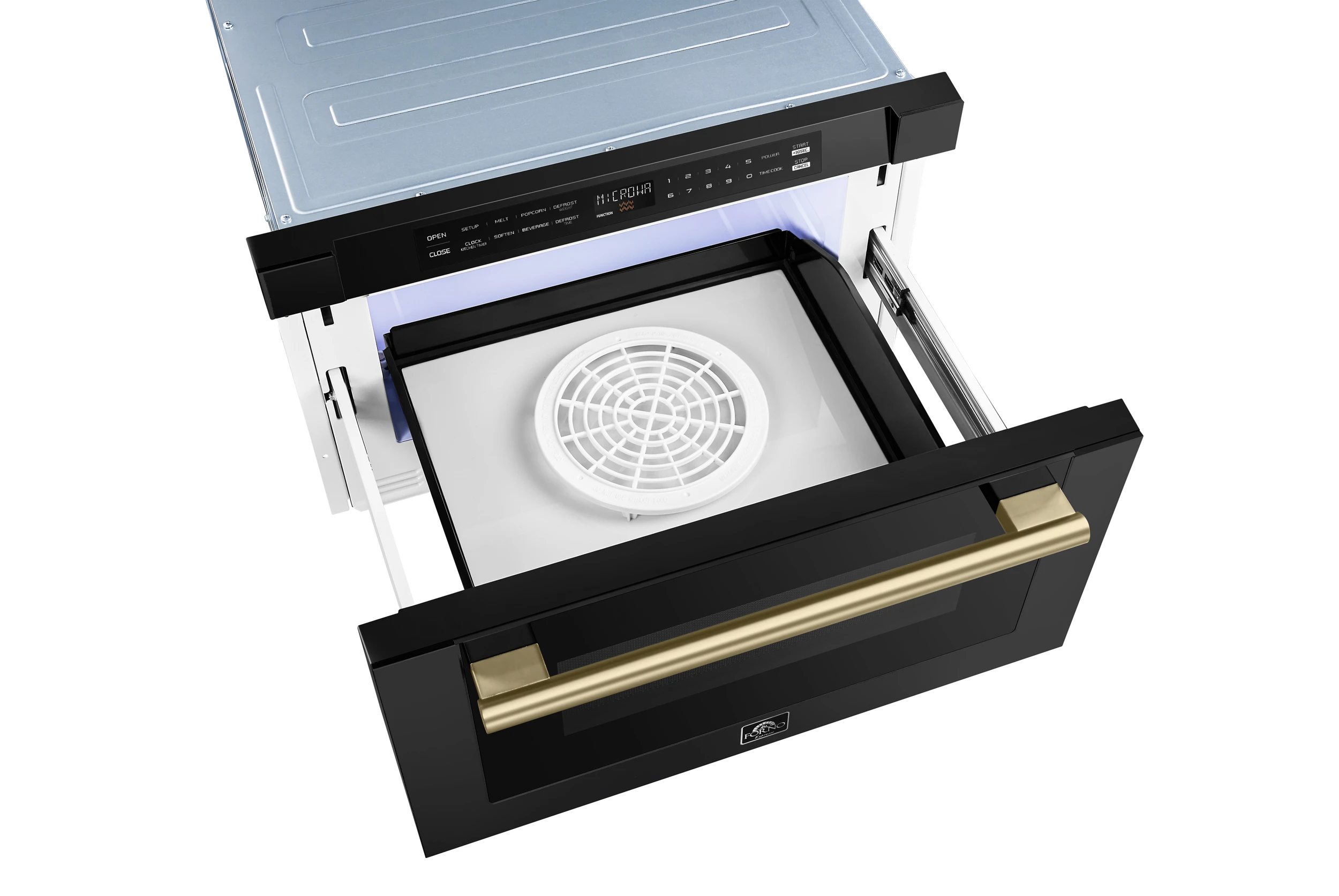 Capoliveri Espresso 24-Inch Microwave Drawer, Black, 1.2 cu.ft, 1500 Watts, Built-In, Touch Control LCD Display, Auto-Touch Open/Close, 11 Power Levels, Sensor Cooking FMWDR300024BLK