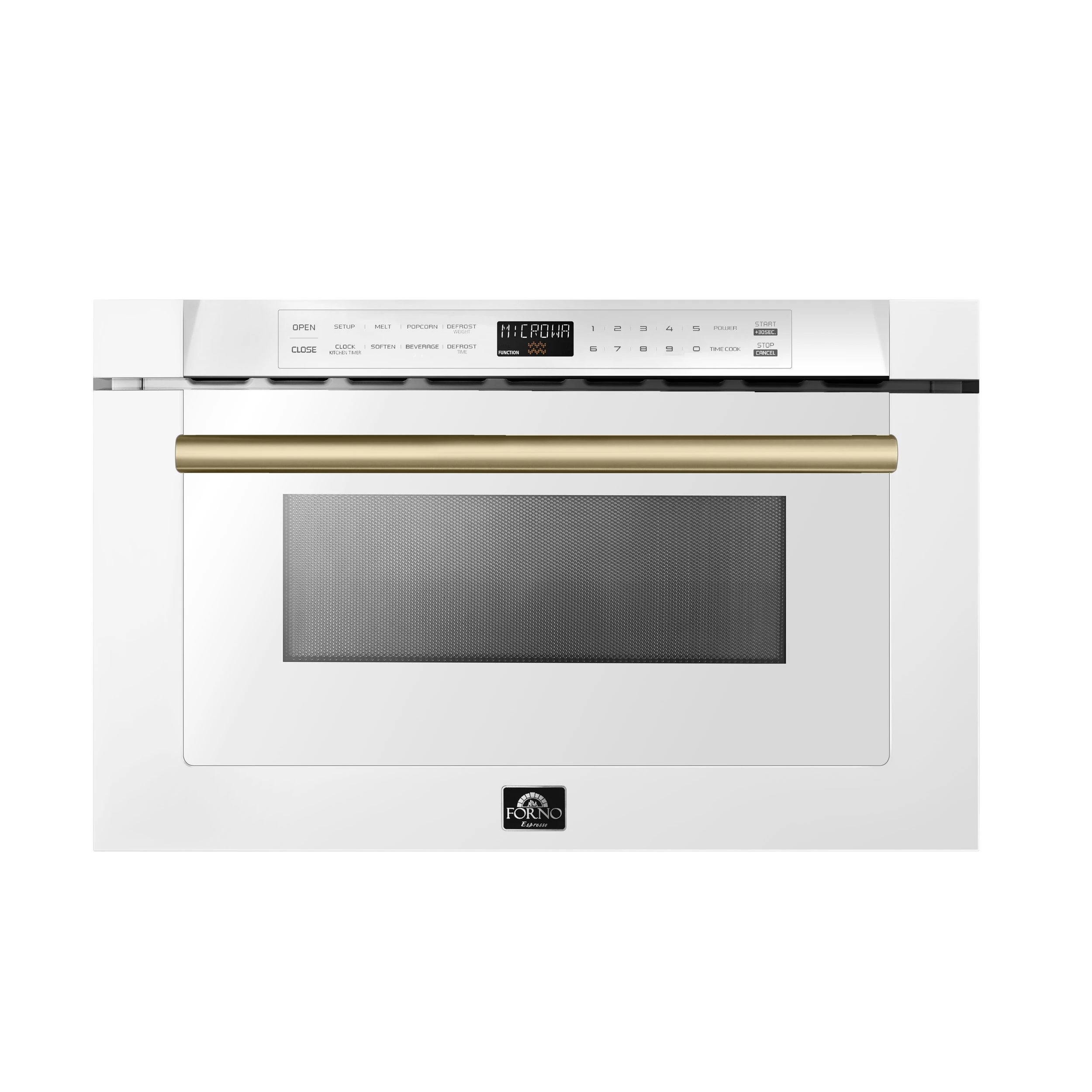 Capoliveri Espresso 24-Inch Microwave Drawer, White, 1.2 cu.ft, 1500 Watts, Built-In, Touch Control LCD Display, Auto-Touch Open/Close, 11 Power Levels, Sensor Cooking FMWDR300024WHT
