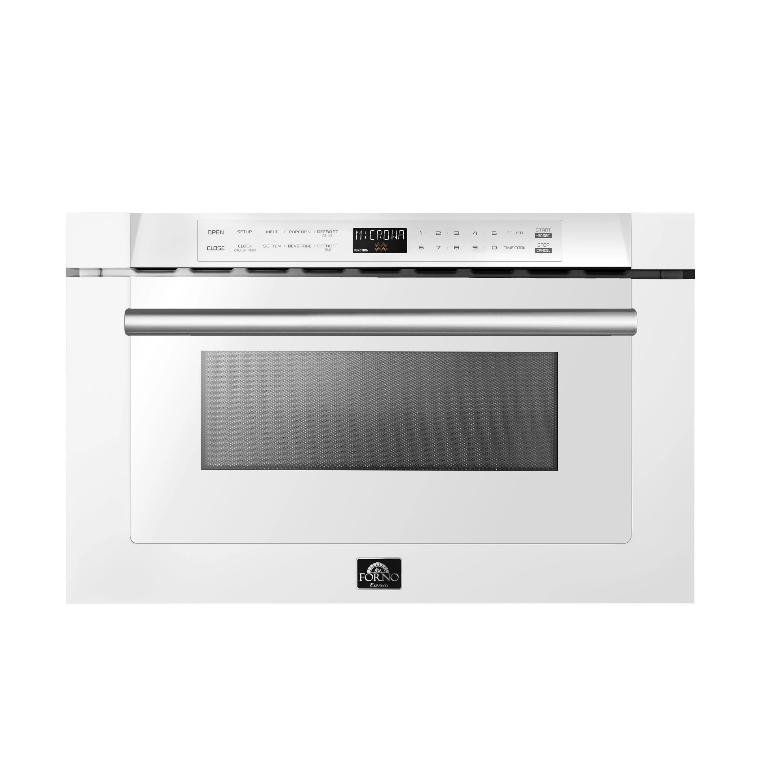 Capoliveri Espresso 24-Inch Microwave Drawer, White, 1.2 cu.ft, 1500 Watts, Built-In, Touch Control LCD Display, Auto-Touch Open/Close, 11 Power Levels, Sensor Cooking FMWDR300024WHT