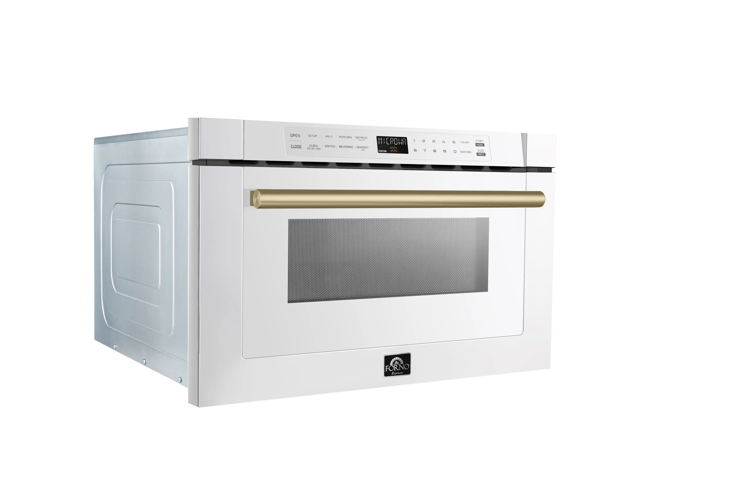 Capoliveri Espresso 24-Inch Microwave Drawer, White, 1.2 cu.ft, 1500 Watts, Built-In, Touch Control LCD Display, Auto-Touch Open/Close, 11 Power Levels, Sensor Cooking FMWDR300024WHT