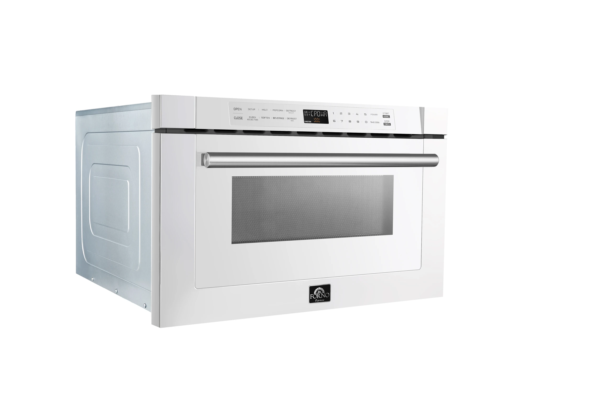 Capoliveri Espresso 24-Inch Microwave Drawer, White, 1.2 cu.ft, 1500 Watts, Built-In, Touch Control LCD Display, Auto-Touch Open/Close, 11 Power Levels, Sensor Cooking FMWDR300024WHT