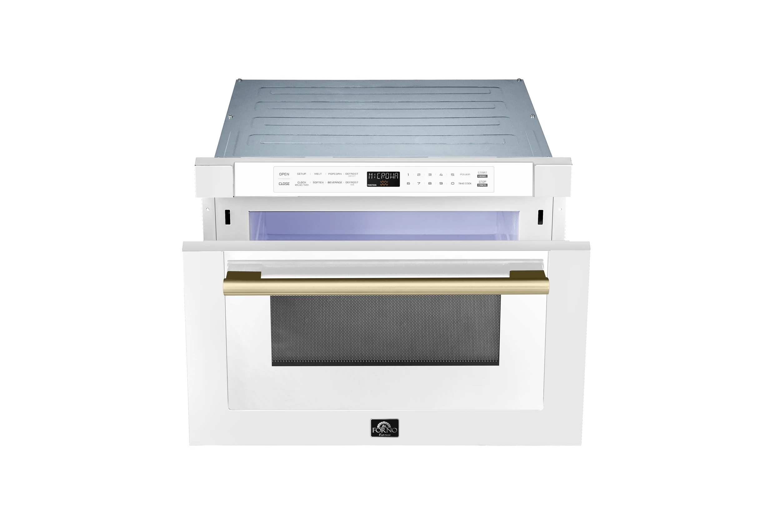 Capoliveri Espresso 24-Inch Microwave Drawer, White, 1.2 cu.ft, 1500 Watts, Built-In, Touch Control LCD Display, Auto-Touch Open/Close, 11 Power Levels, Sensor Cooking FMWDR300024WHT