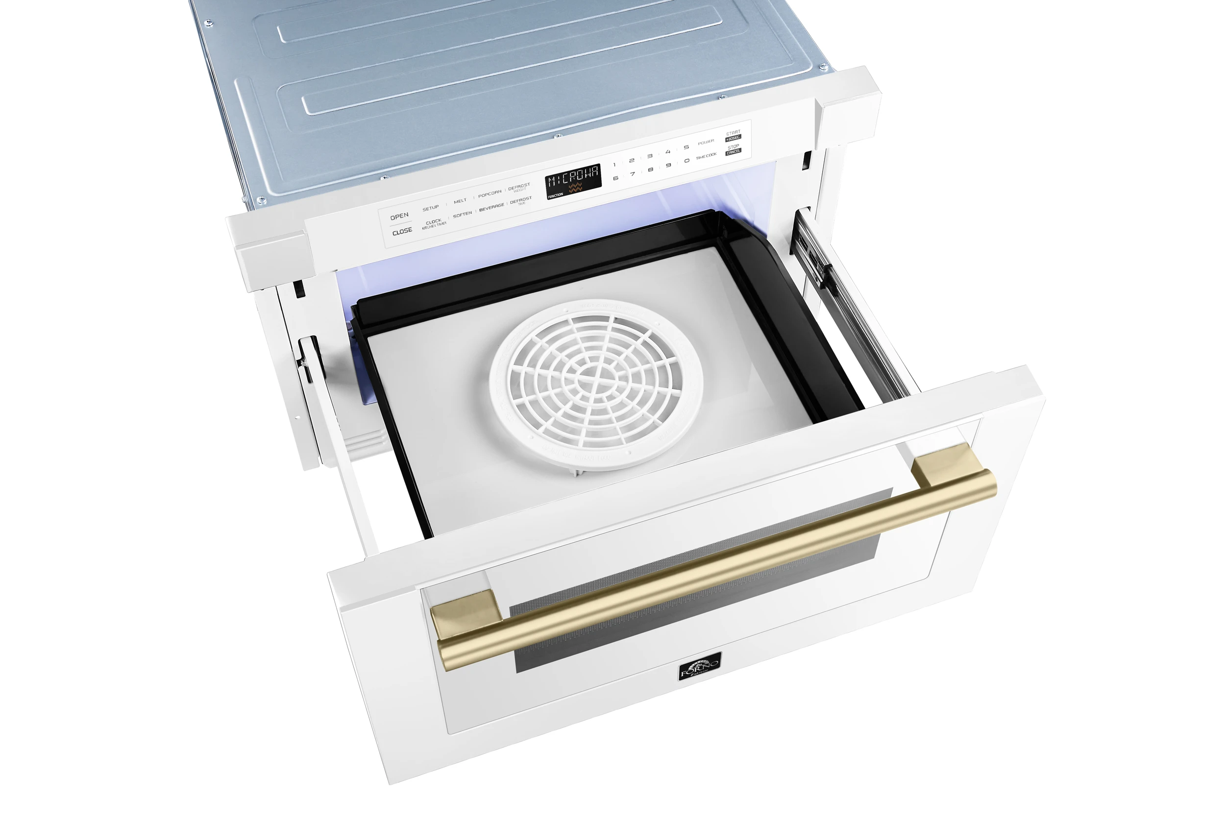 Capoliveri Espresso 24-Inch Microwave Drawer, White, 1.2 cu.ft, 1500 Watts, Built-In, Touch Control LCD Display, Auto-Touch Open/Close, 11 Power Levels, Sensor Cooking FMWDR300024WHT