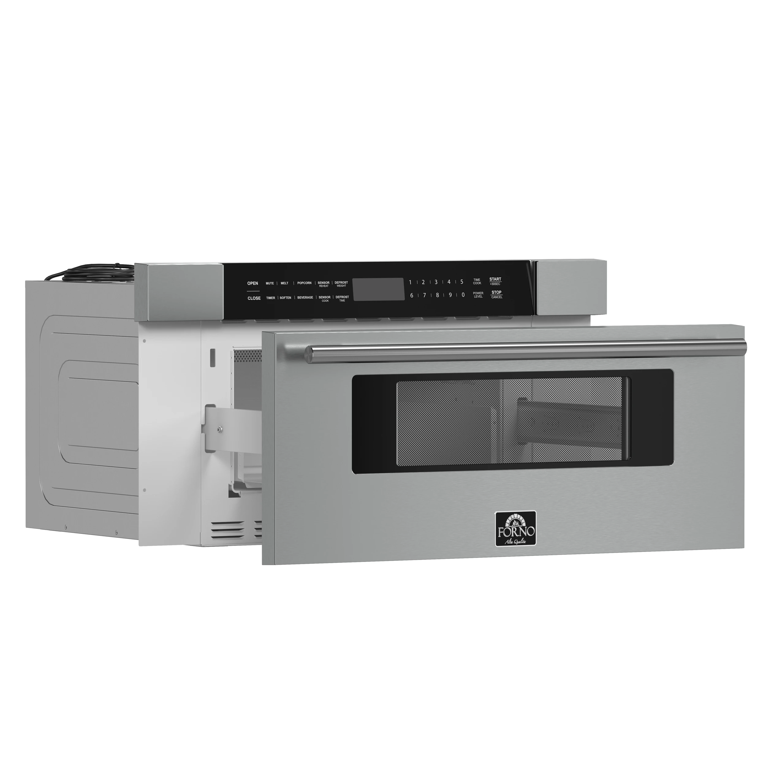 Capoliveri 30-Inch Microwave Drawer, Stainless Steel, 1.2 cu.ft, 1500 Watts, Built-In, Touch Control LCD Display, Auto-Touch Open/Close, 11 Power Levels, Sensor Cooking FMWDR300030